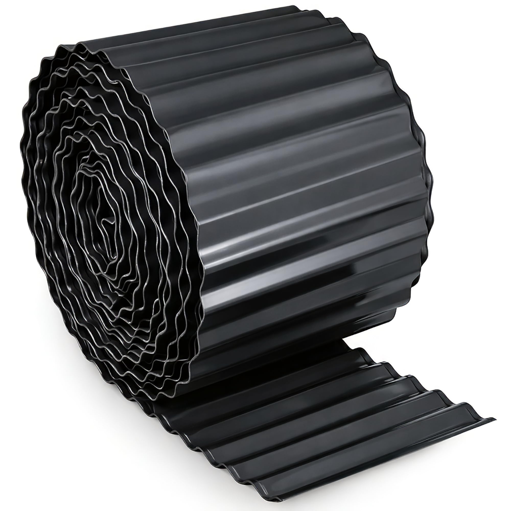 Rasenkante Metall Anthrazit 12 m - Beeteinfassung aus Metall 15 cm hoch - Einfache Montage, Rostfrei und Langlebig - Flexible Beetumrandung, 1 Paar Montagehandschuhe inklusive