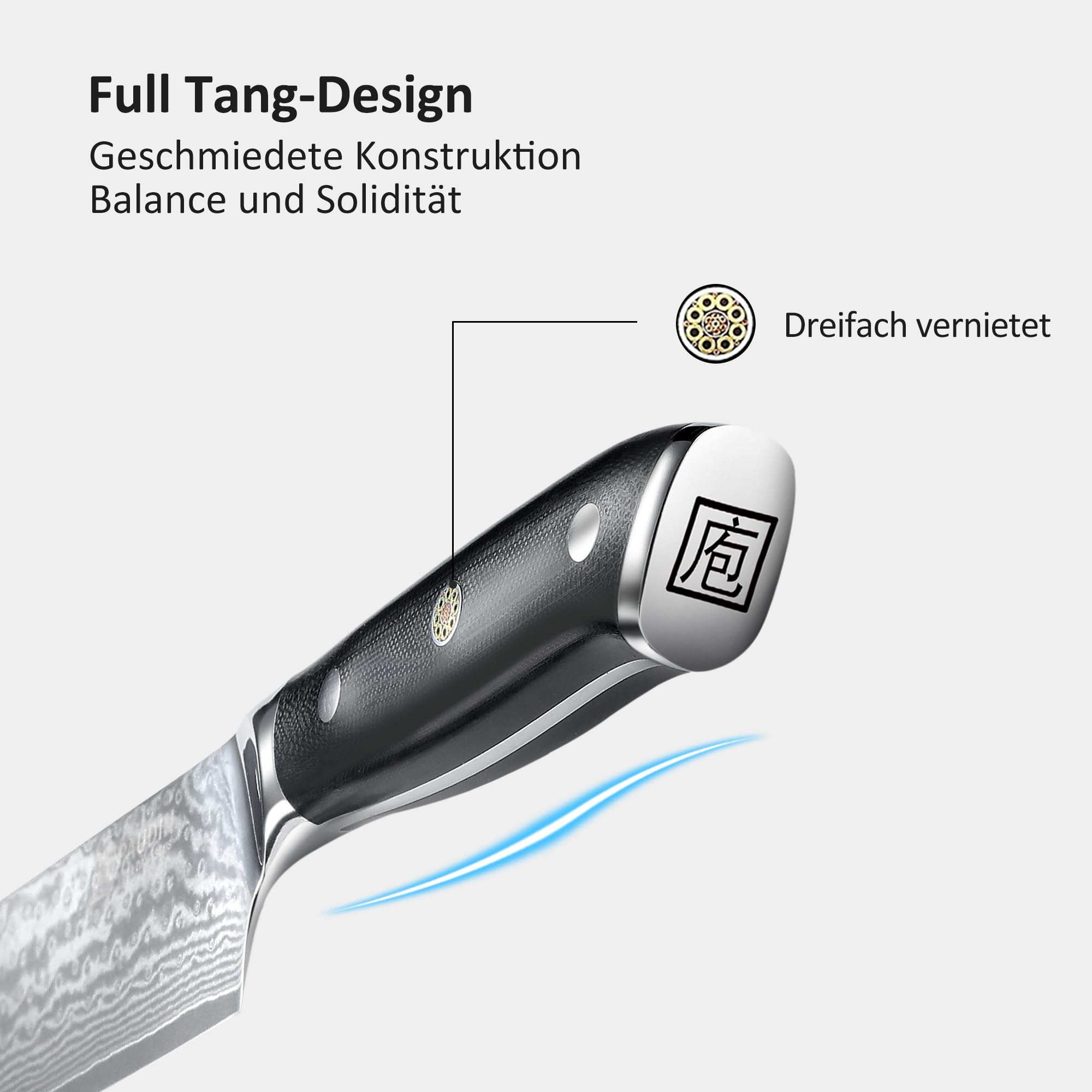 Küchenmesser-Set, 5-teiliges Küchenmesser-Set aus hochwertigem Kohlenstoff-Edelstahl, Ultra Sharp Messer-Set mit Kochmesser, Hackmesser, Nutzmesser