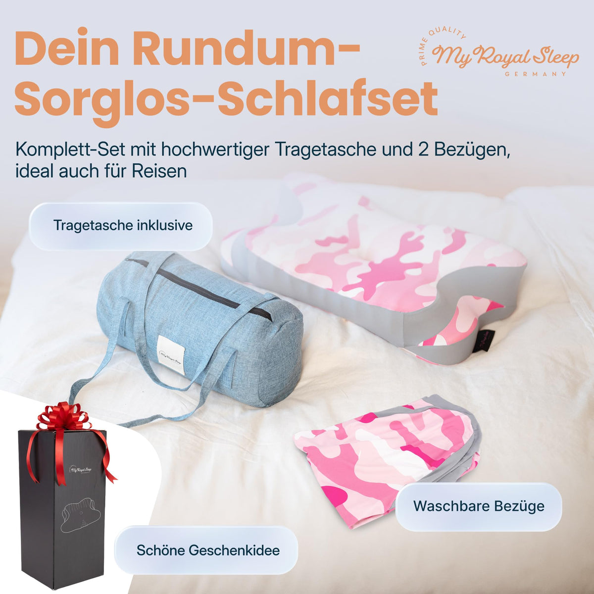 Nackenkissen – Ergonomisch - Höhenverstellbar -Seitenschläferkissen Nackenstützkissen Rückenschläferkissen Memory Foam Kopfkissen – Natürliche Nackenhaltung