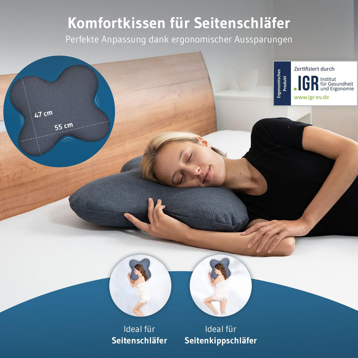 Seitenschläferkissen / Schmetterlingskissen mit Thermo Bezug