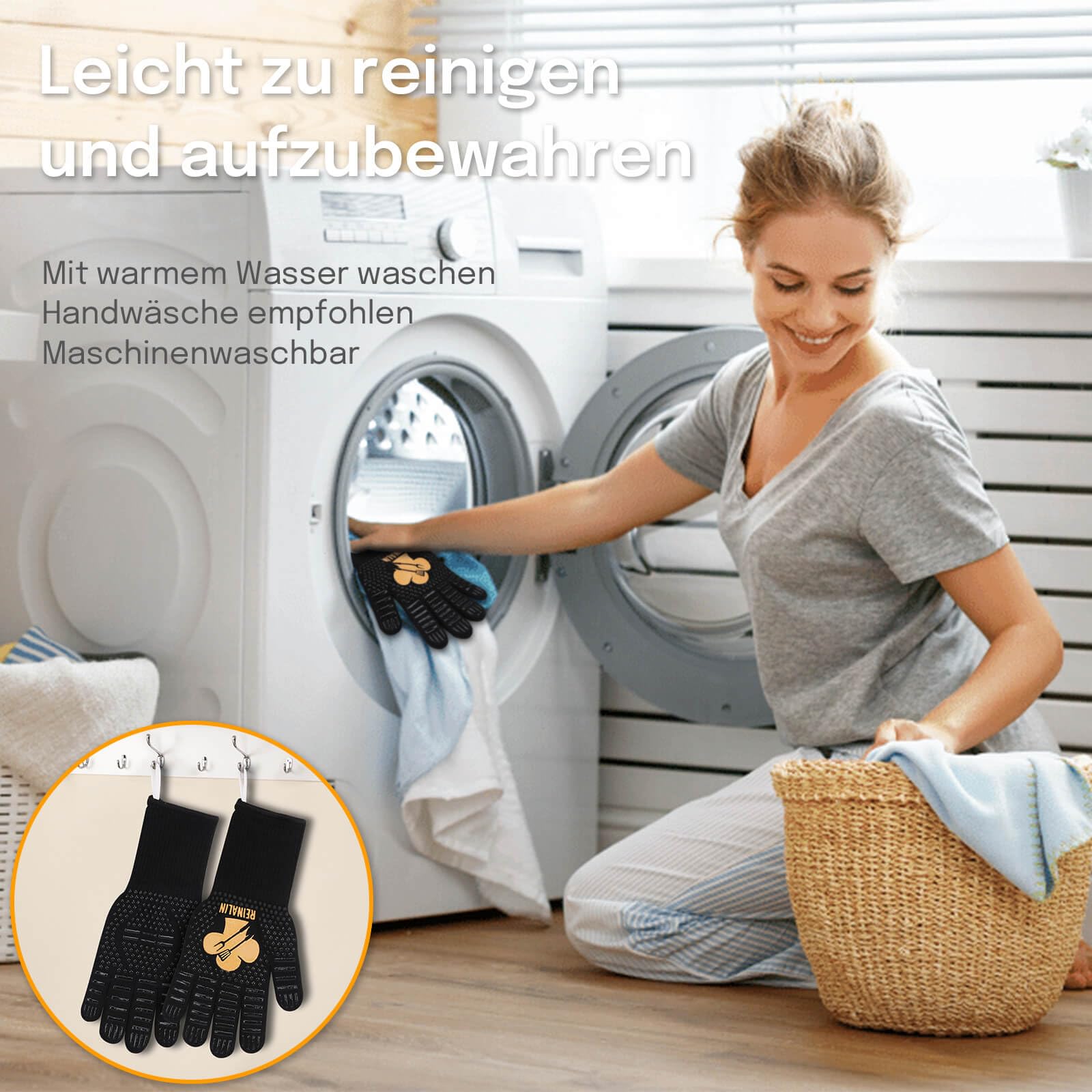 Reinalin Grillhandschuhe Hitzebeständig bis 800°C, Ofenhandschuhe Topfhandschuhe Feuerfeste Handschuhe BBQ Handschuhe Kochhandschuhe Backhandschuhe Backofenhandschuhe (L/XL/XXL, Schwarz)