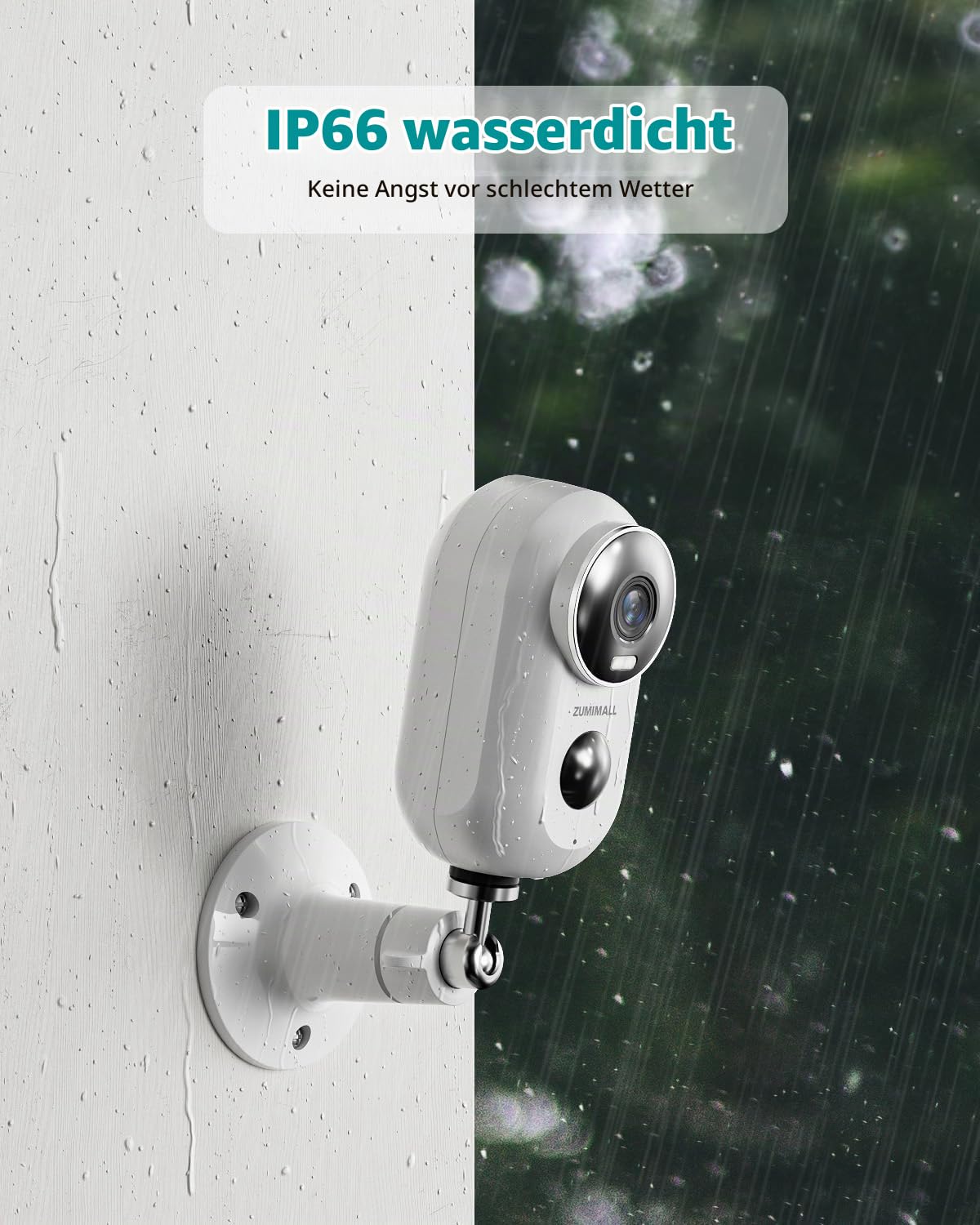 Überwachungskamera Aussen Akku, 2K Kabellose Outdoor WLAN IP Kamera mit PIR Bewegungsmelder, IR Nachtsicht, IP66 Wasserdich, 2-Wege Audio, Cloud/SD Storage, Sirenenalarm