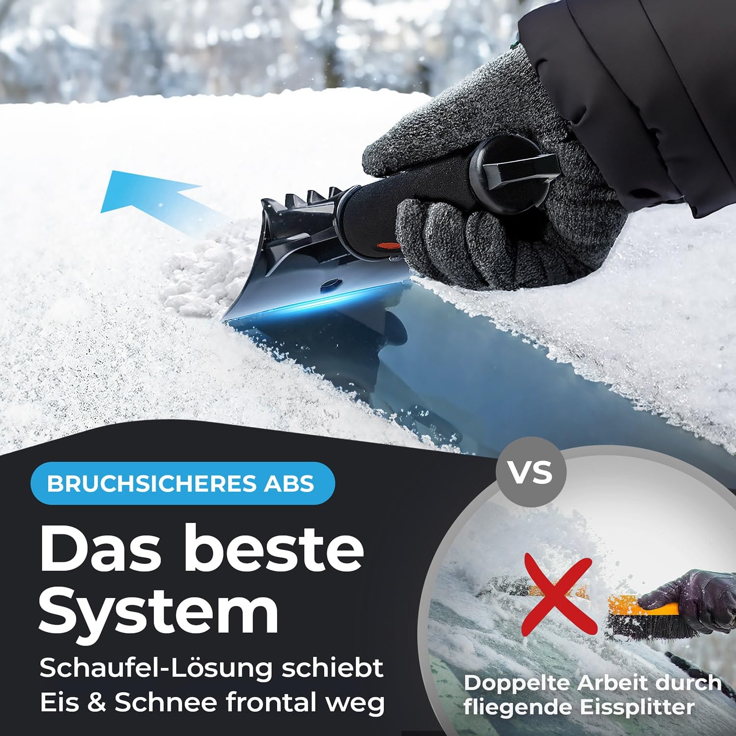 Eiskratzer mit Handschuh Testsieger 2025* - "Ice Monster" - Top-Effizienz kombiniert mit 100% Komfort