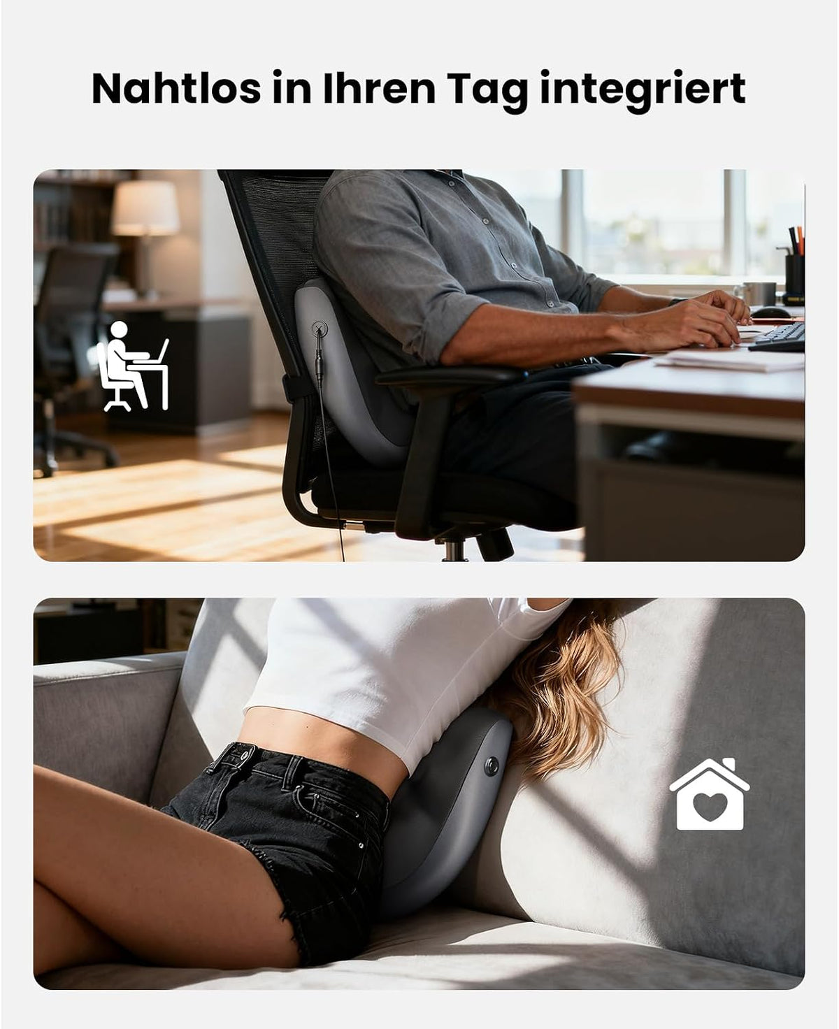 Rückenmassagegerät mit Wärmefunktion, Elektrisches Nackenmassagegerät mit Fernbedienung, Massagegerät für Nacken Schulter Lendenbereich, Entspannung für Zuhause Büro