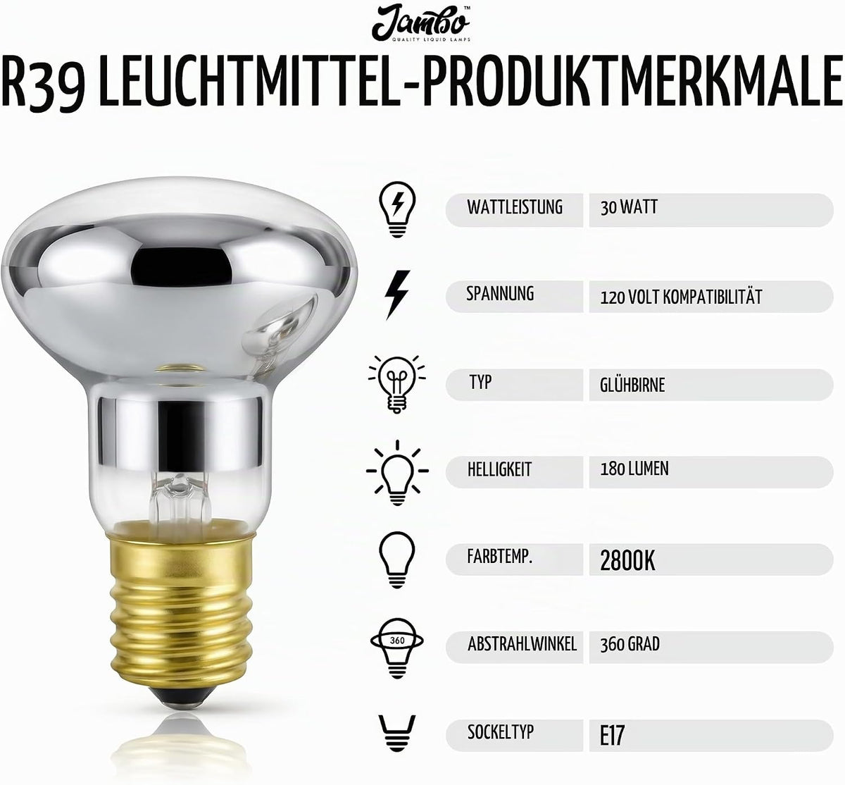 Jambo Flüssigkeitslampen Ersatzbirnen – 2er-Pack 30-Watt-G9-Birnen, Ersatzlampe für 16" Flüssigkeits-Bewegungslampen