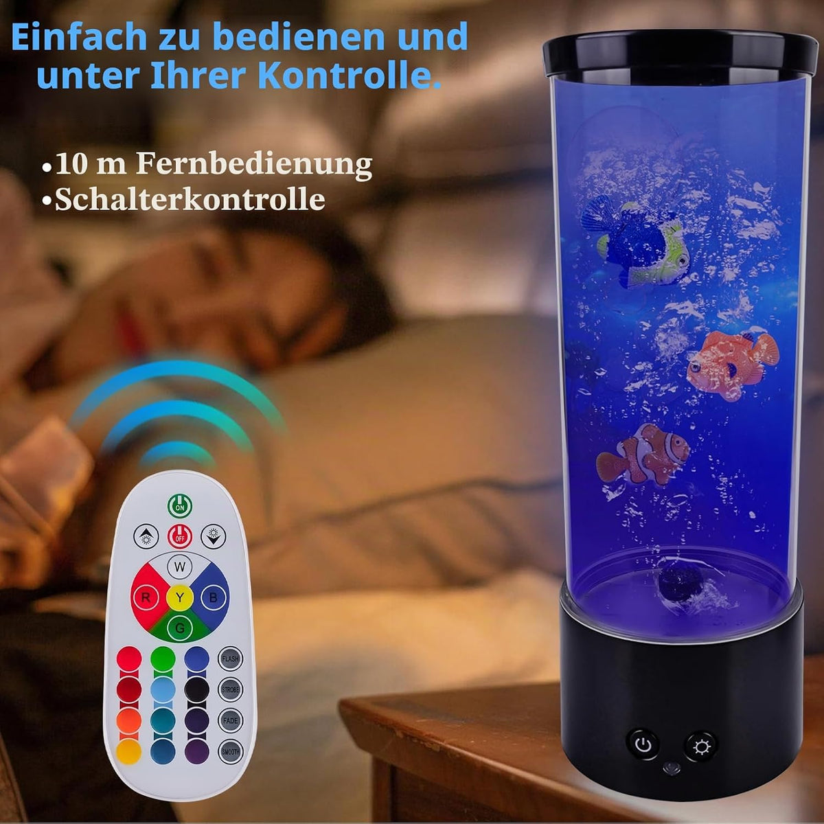 Lavalampe, Aquarium Lampe, Blasenlichtlampe mit Fisch Aquarium Nachtlicht, Lavalampe LED mit Fernbedienung, 16 Farben und 4 Modi, RGB-Licht für Kinder Erwachsene Dekoration für Zuhause Büro