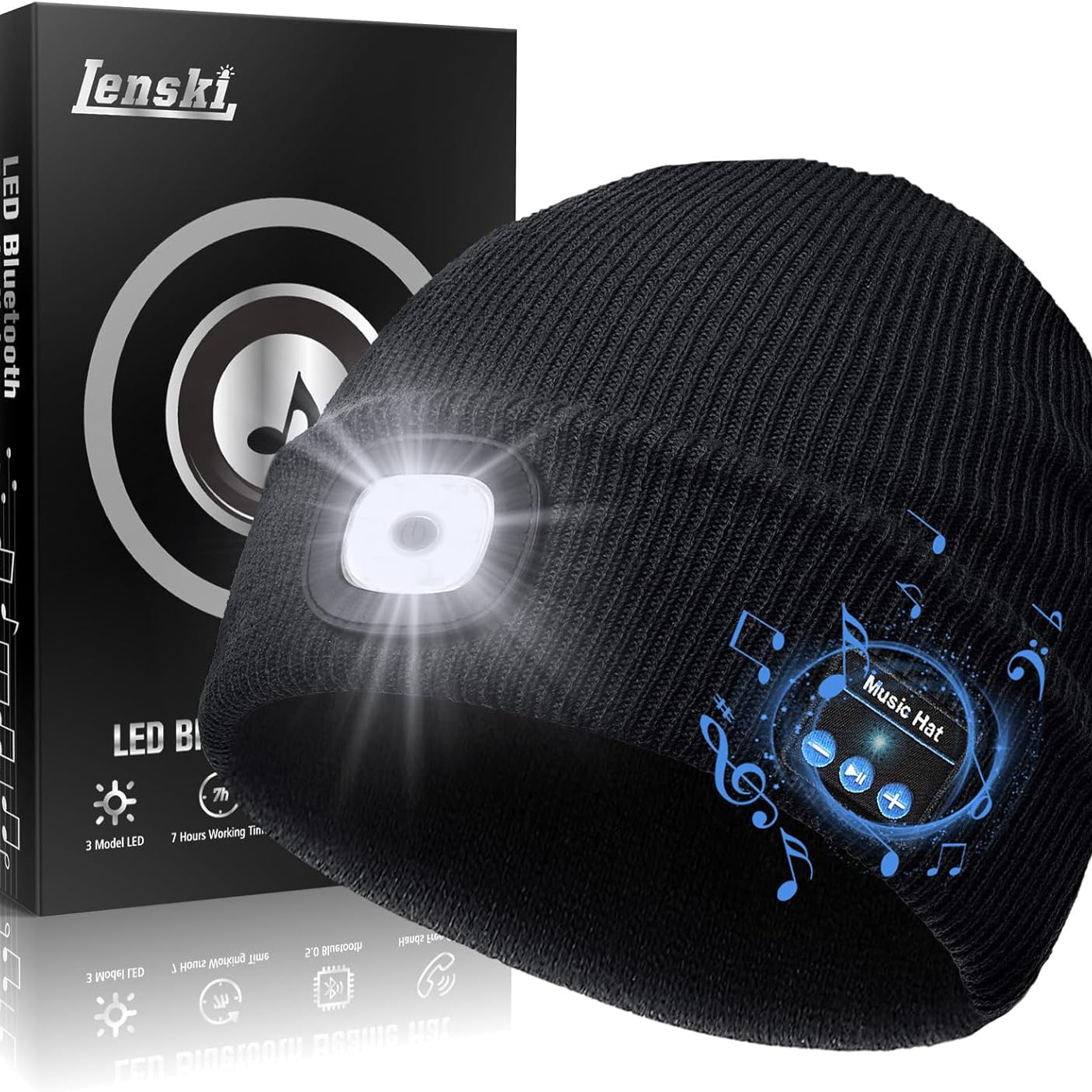 Cadeaux pour hommes, cadeaux d'anniversaire pour hommes, cadeaux pour papa, cadeaux pour hommes, petits cadeaux pour calendrier de l'Avent, hommes, gadgets pour hommes, bonnet Bluetooth avec lumière LED