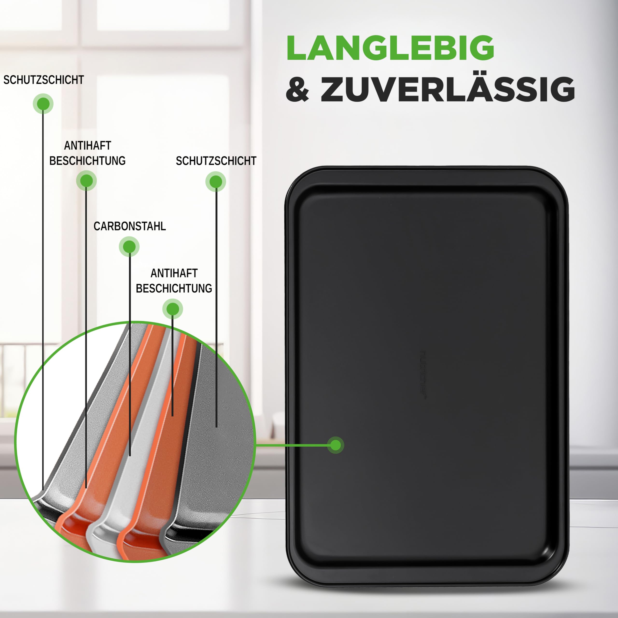 Töpfe & Pfannen Set, 21-teiliges Anti-Stick-Kochen und Backset mit Muffinform, Brot & Pizza Tray, Utensils, für Gas, Elektrik & Keramik, für moderne Haushalte und Hobbybäcker, Schwarz