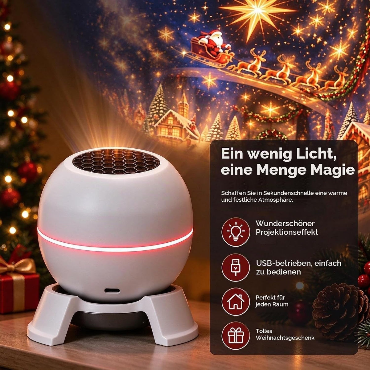 Magical Christmas Projection Night Light, Weihnachtsprojektor (1PCS)