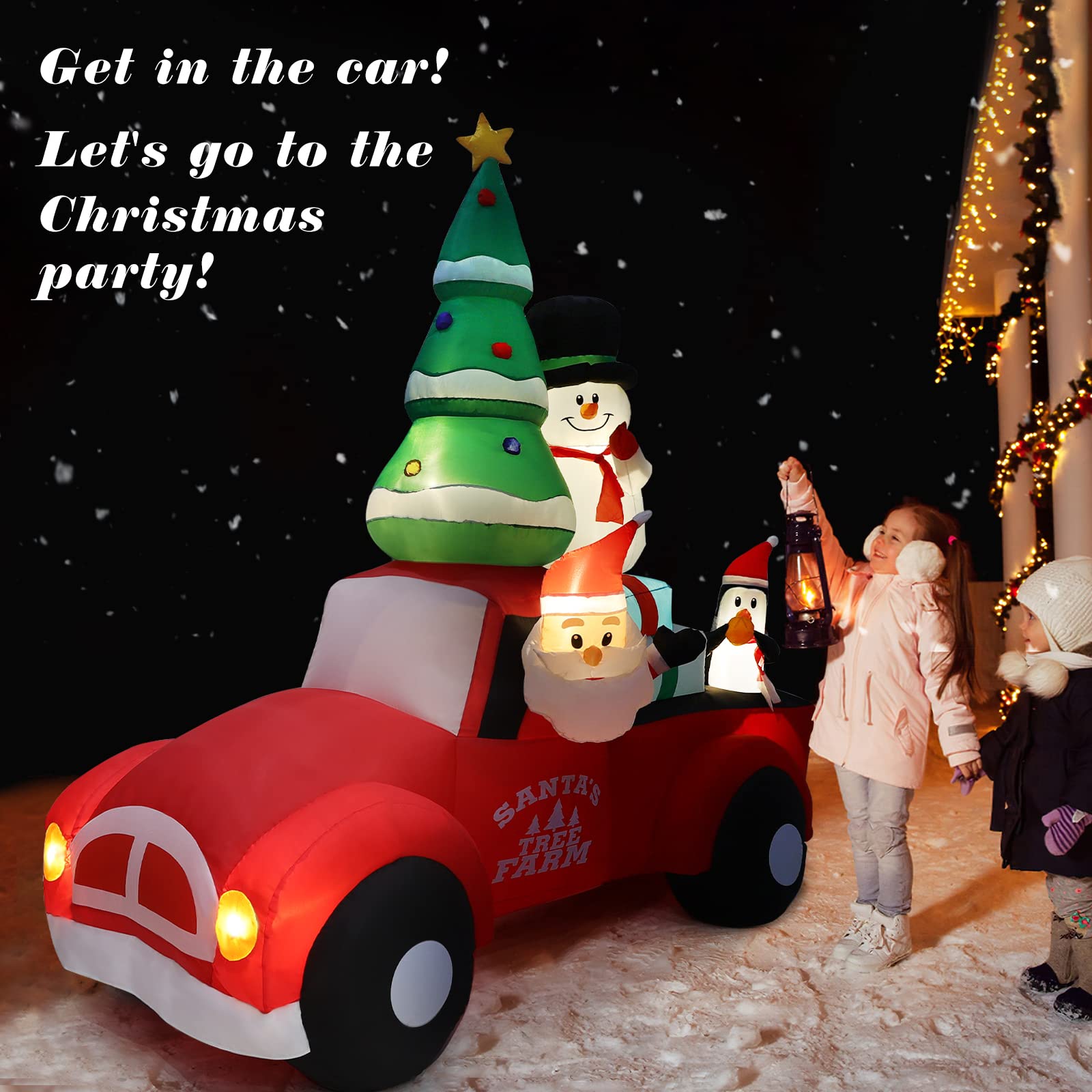 Aufblasbare Weihnachtsdeko, Riesiger Weihnachtsbaum Bogen mit 8 LED Leuchten, Wasserfest Beleuchtet Aufblasbar Weihnachtsdeko Aussen für Hof Garten Feiertag Weihnachtsdekoration