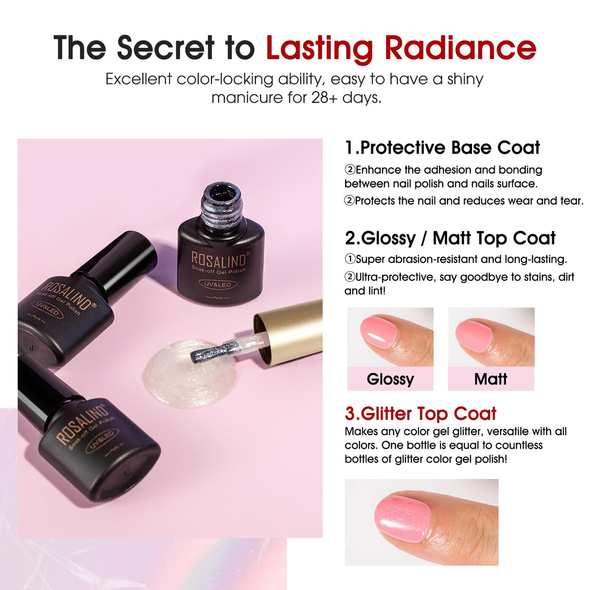UV Nagellack Set Weiß Rosa Violett Rot Grün Blau Gel