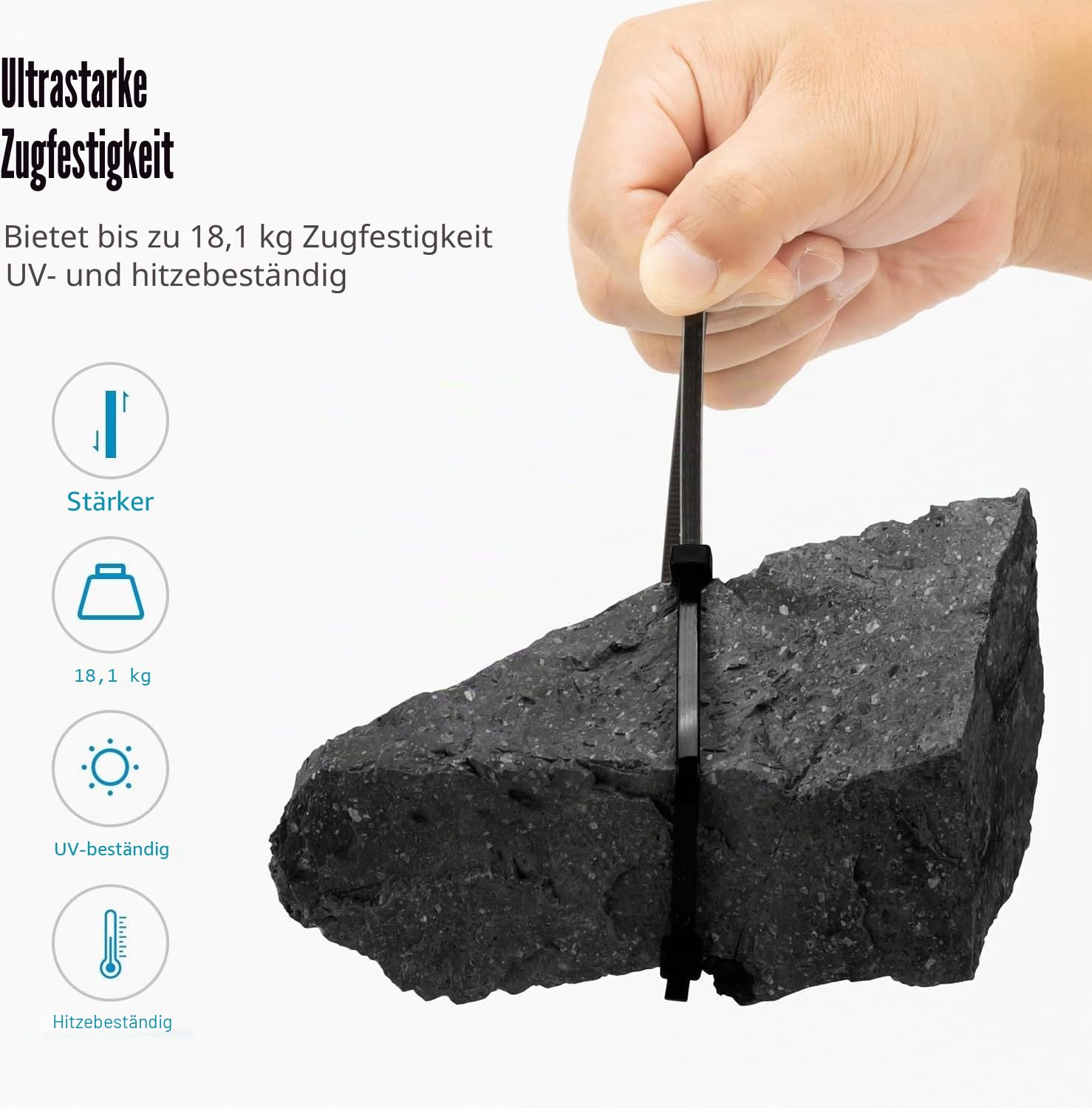 1500 Stück Kabelbinder Schwarz Set, 100/150/200/300 mm(je 300 Stück), UV Beständig Nylon Verschiedene Größen Super Haltbar Selbsthemmend Kabelbinder für Zuhause, Büro, Garten und Werkstatt