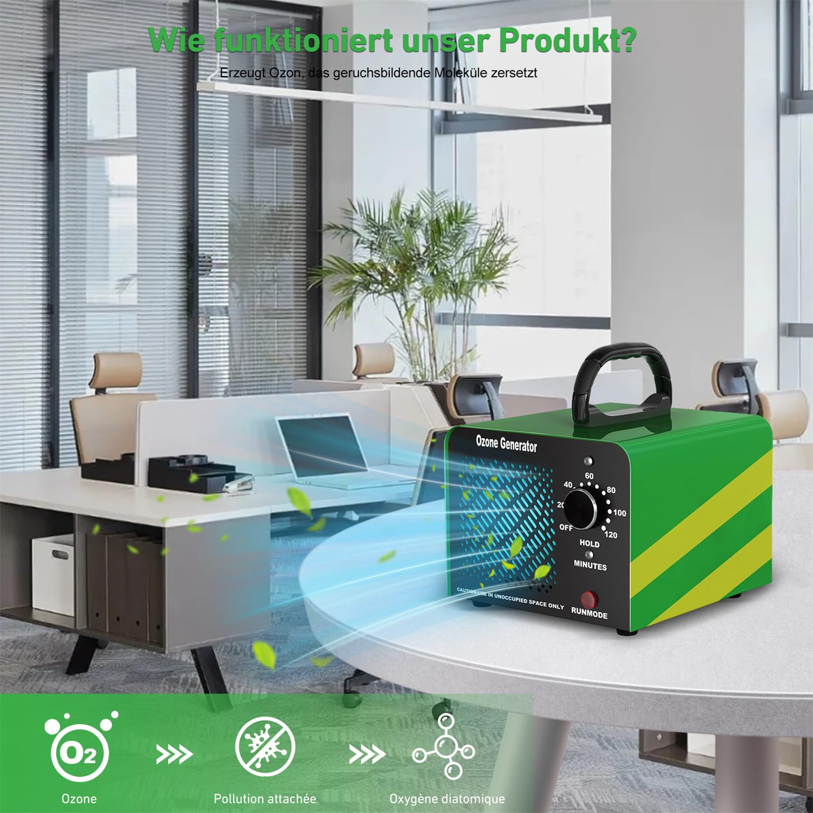 Ozongenerator O3 65000 mg/h, Ozongenerator für Autos, Industrie-Ozon-Geräteheim mit 120-Minuten-Timer, O3-Ozoniser bis 300 m2, Ozongenerator für Garagen, Haustiere, Küche, Handel, Hotels