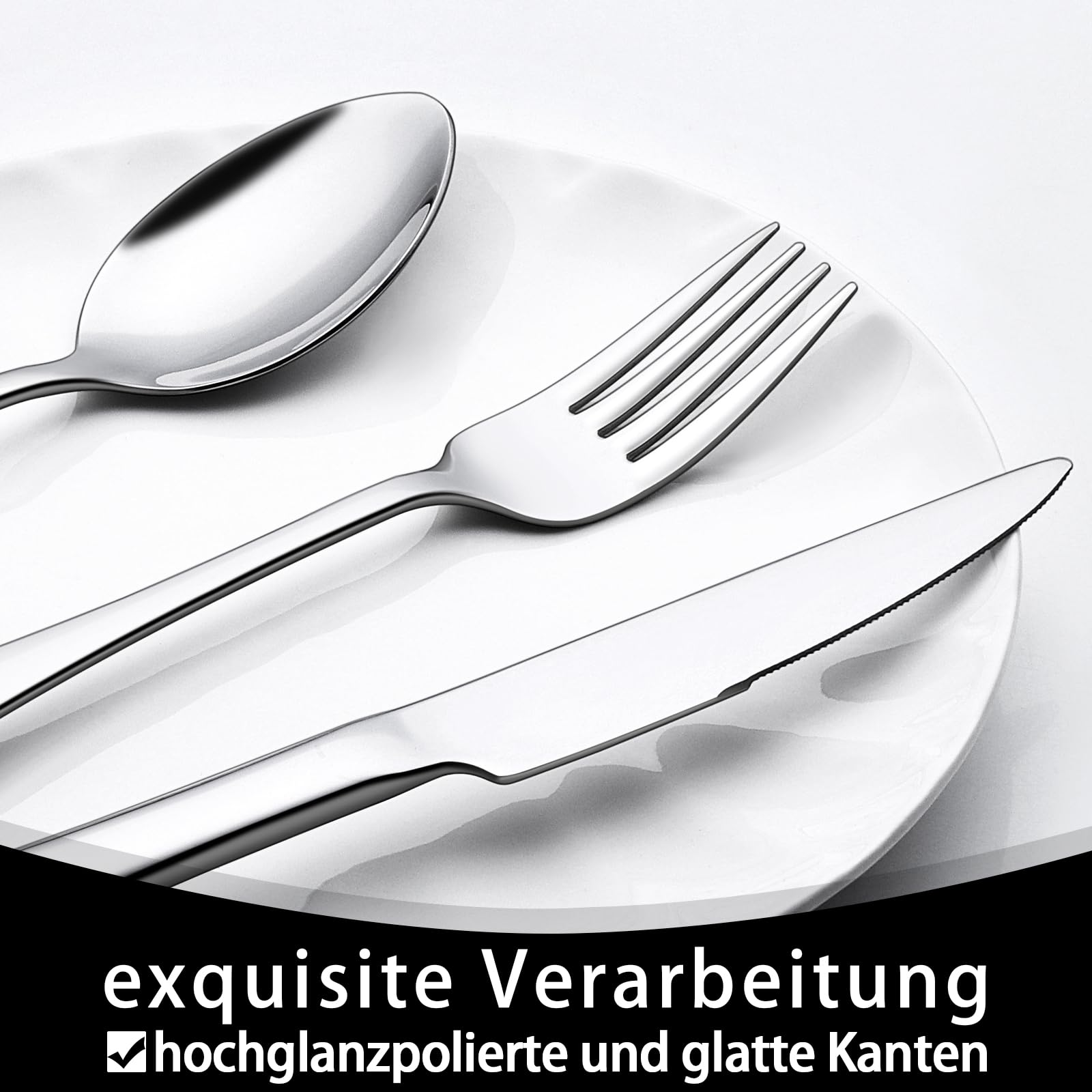 36-teiliges Besteckset aus Edelstahl mit Steakmesser, Besteckset für 6 Personen, elegantes Besteckset mit Messer, Gabel, Löffel, Besteck für Zuhause/Party/Restaurant, Geschirrspüler geeignet