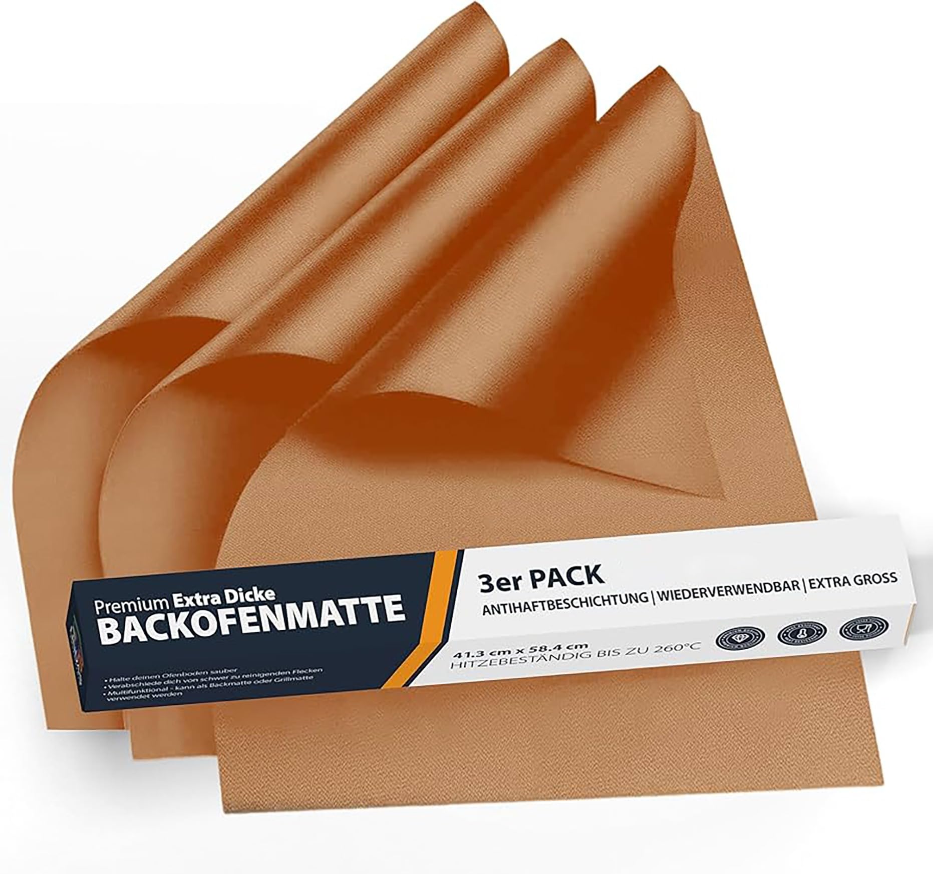 Dauerbackfolie für Backofen und Grill, Backpapier wiederverwendbar geeignet für Elektro- und Gasbackofen, antihaftbeschichtet, für den Backofenboden, BPA- und PFOA-frei (3er Pack)