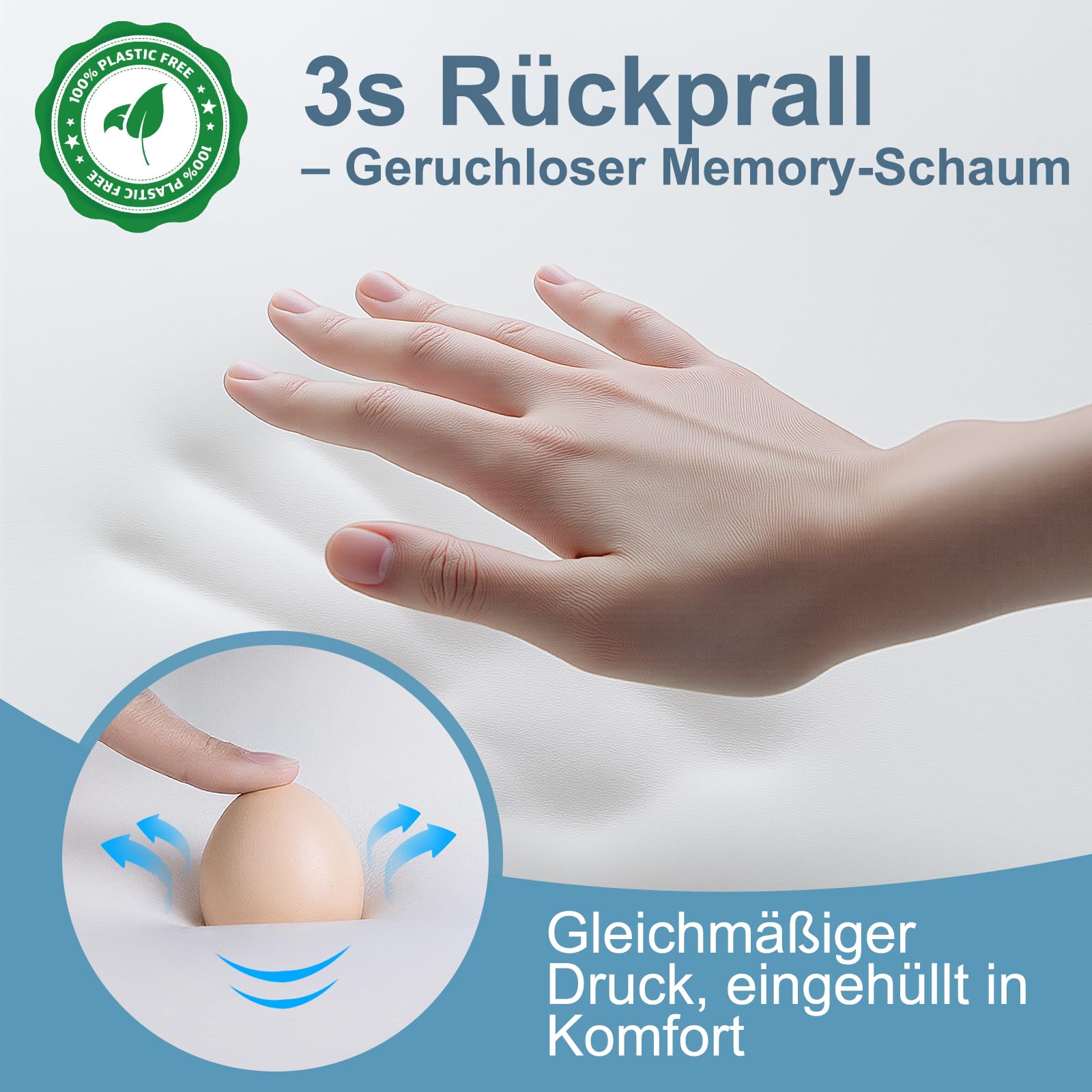 Halskissen, Memory Foam Kissen, Hals Stützkissen, Ergonomisches Kissen, Kissen für Seiten, Rücken- und Bauchschläfer