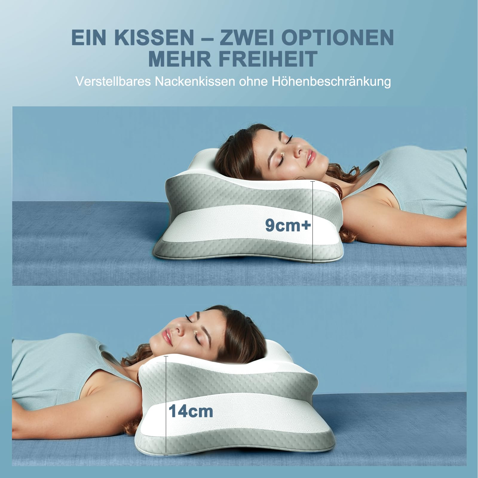 Halskissen, Memory Foam Kissen, Hals Stützkissen, Ergonomisches Kissen, Kissen für Seiten, Rücken- und Bauchschläfer