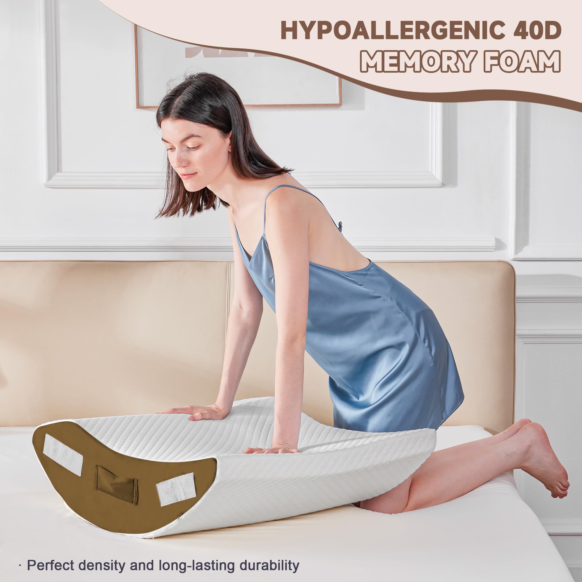 Orthopädische Bett Keil Kissen Set für das Schlafen, Post Chirurgie Schaum Kissen für Körper, Rücken und Beine Schmerzlinderung, Dreieck justierbare Stützkissen mit Säure Reflux Schlafkissen Weiß