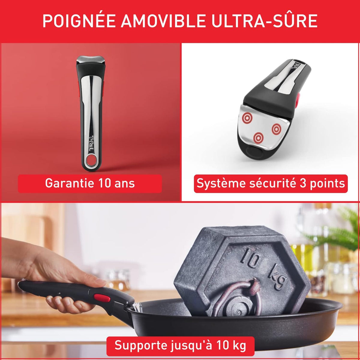 Tefal Ingenio Renew 5-teiliges Pfannenset 22/28 cm, Töpfe 16/20 cm, Abnehmbarer Griff, Induktion, Keramikbeschichtung, Thermo-Signalfunktion
