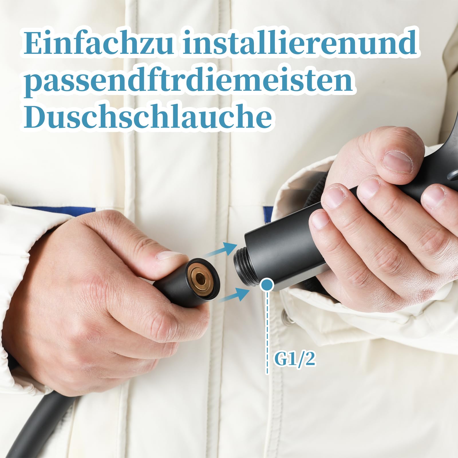 Duschkopf Groß xxl mit 6 Strahlarten, Duschbrause für Duschkopf Wassersparend, Chrom