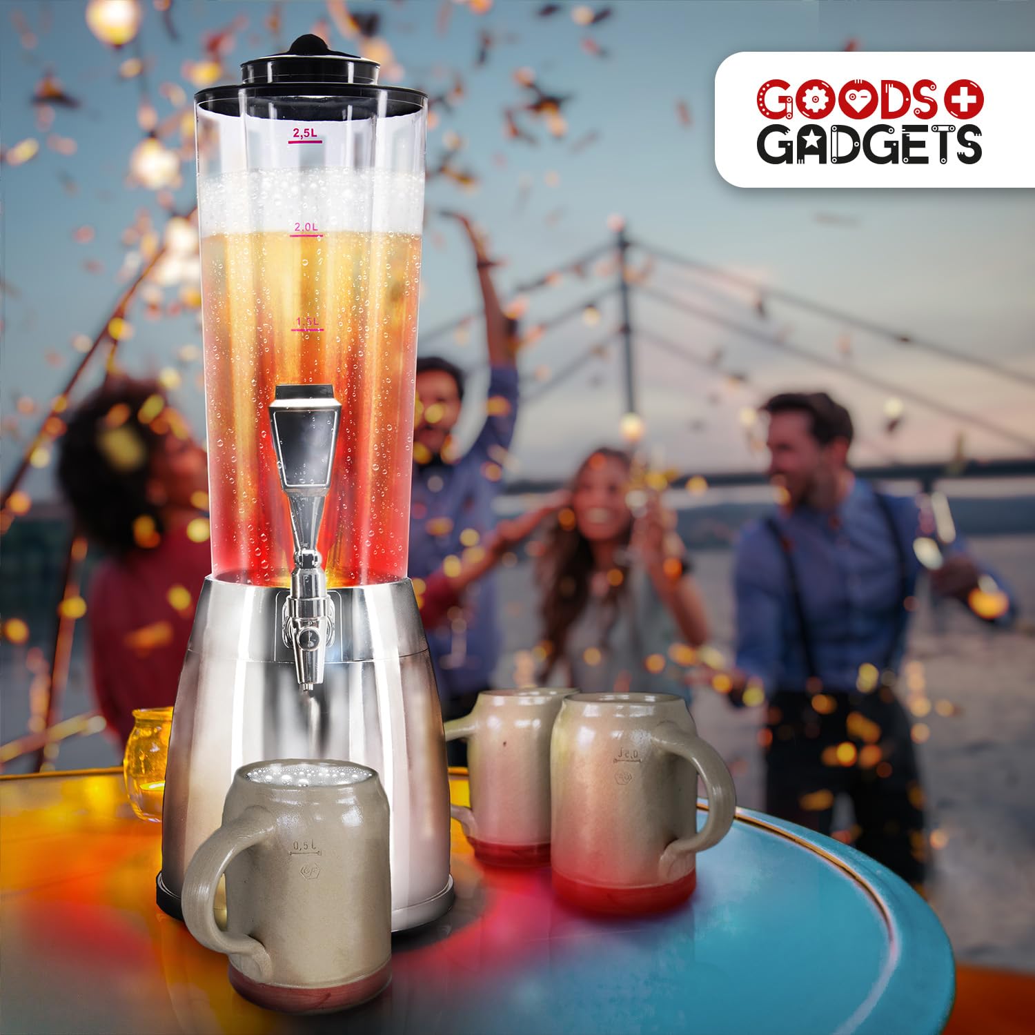 Colonne à bière 4,0 L, robinet, colonne à bières cultes, distributeur de boissons avec refroidisseur de glace 1,3 L (noir)