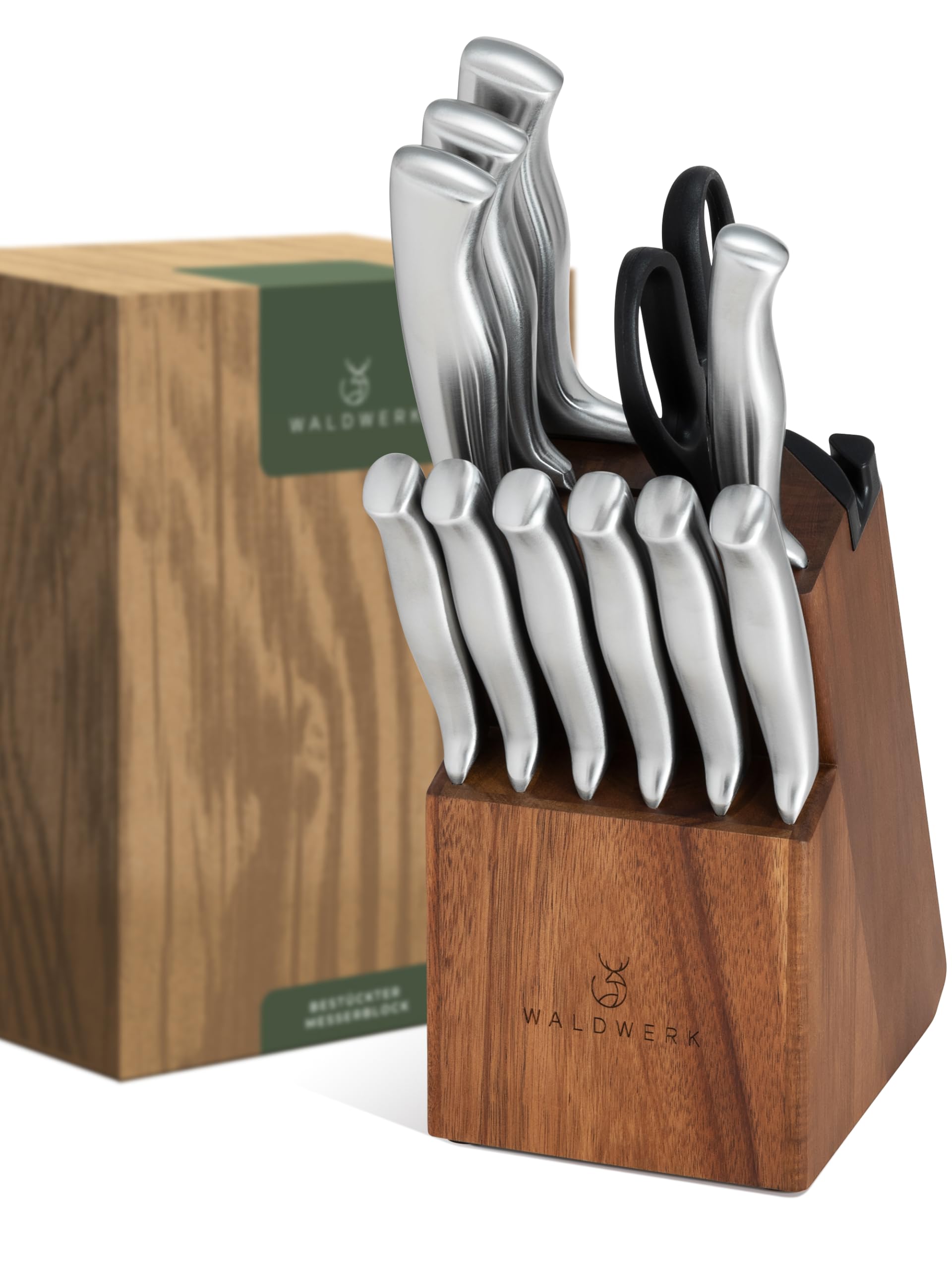 Magnetische Messerstreifen (40 x 5 cm) - Magnetstreifen aus elegantem Akazienholz - Magnetische Messerhalter für schwere Messer - Magnetische Messerstreifen zum Kleben oder Schrauben - Magnetische Messerhalterung