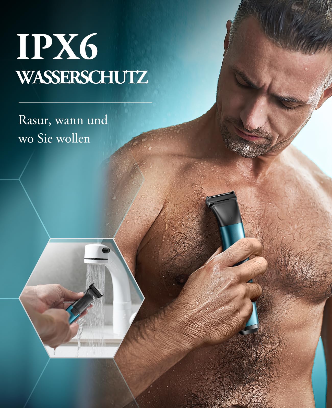 Intimrasierer Mann, kensen 2 in 1 Rasierer Herren Intimbereich Wasserdicht Körperrasierer Herren Typ-C Bodygroom Herren Nass Trocken Intim Rasierer Männer Beine Brust Achselhöhle Leiste Aufsteckkämme