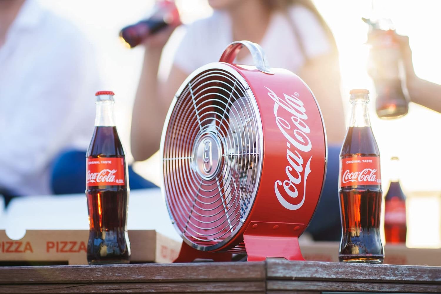 Coca Cola Vintage Ventilator | Mini Ventilator leise, perfekt für Zuhause & Büro | Bodenventilator in Rot im Retro Design