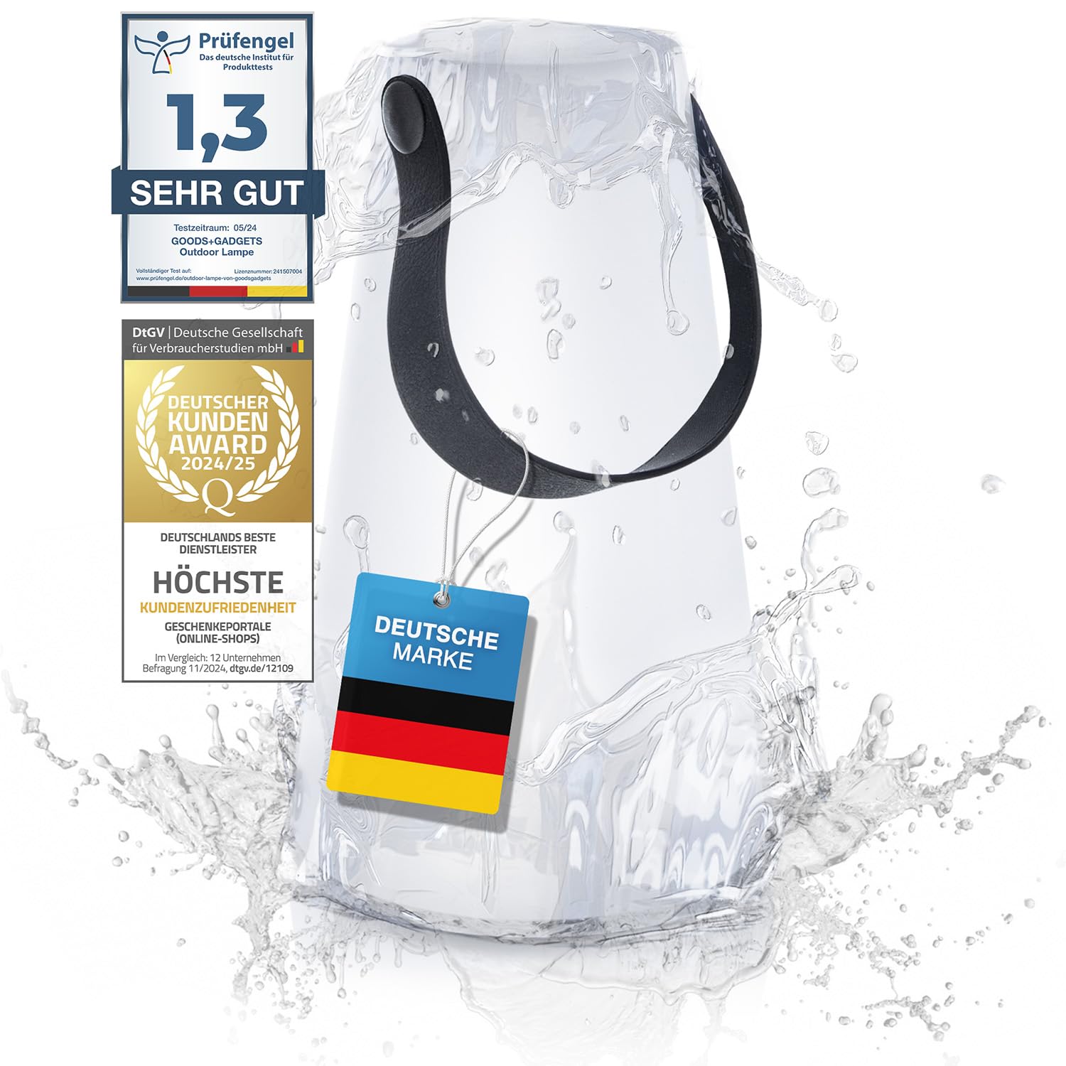 LED Tischlampe im Freien Wireless mit 1200 mAh Batterie Light USB Wiederaufladbare Wasserdichte Tischlampe im Freien mit Hängehalterung (LED-Lampe mit Aufhängen)