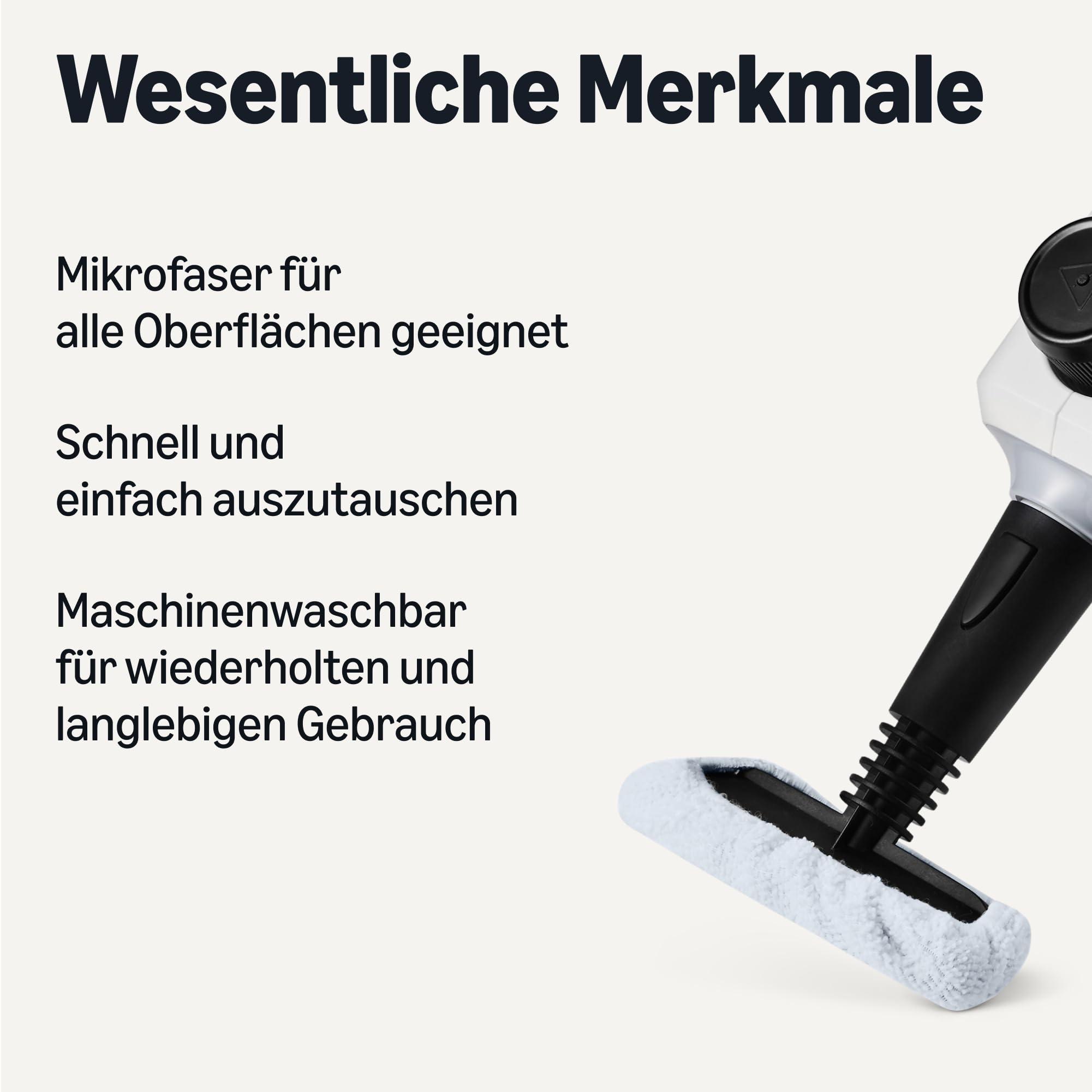 Handdampfreiniger, 1000W, 250-ml-Tank, 9 Zubehörteile, 3,6-m-Kabel, für Bad, Küche, Auto, Weiß