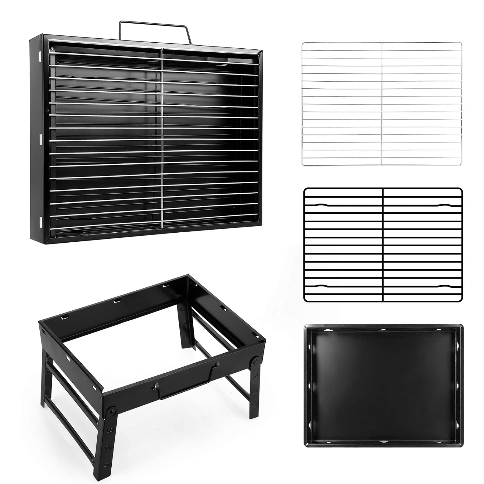 Holzkohlegrill Picknickgrill Edelstahl Kleiner Grill Portabler Campinggrill Abnehmbare BBQ Grills für Outdoor Garten Party