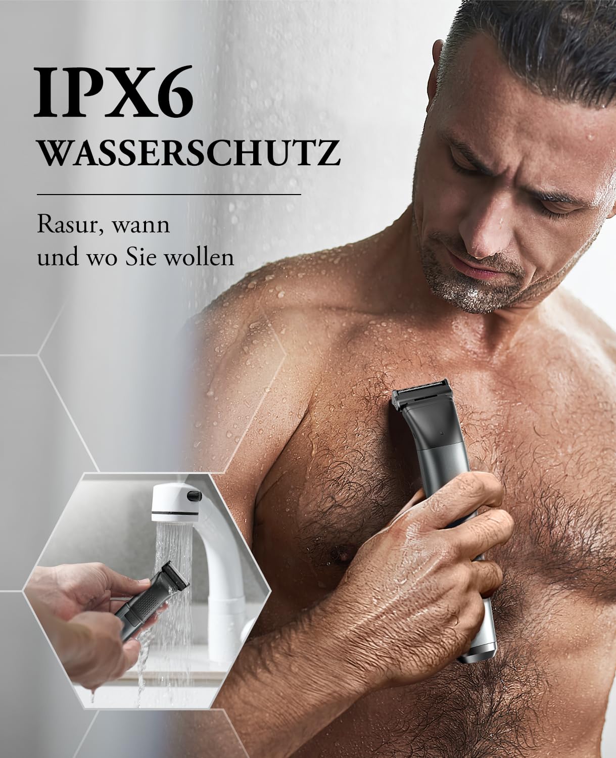 kensen Intimrasierer Mann, Rasierer Herren Intimbereich 2 In 1 Körperrasierer Herren Nass- & Trockenanwendung Intim Rasierer Männer Typ-C Body Groomer Men Aufsteckkämme Brust Achselhöhle Leiste