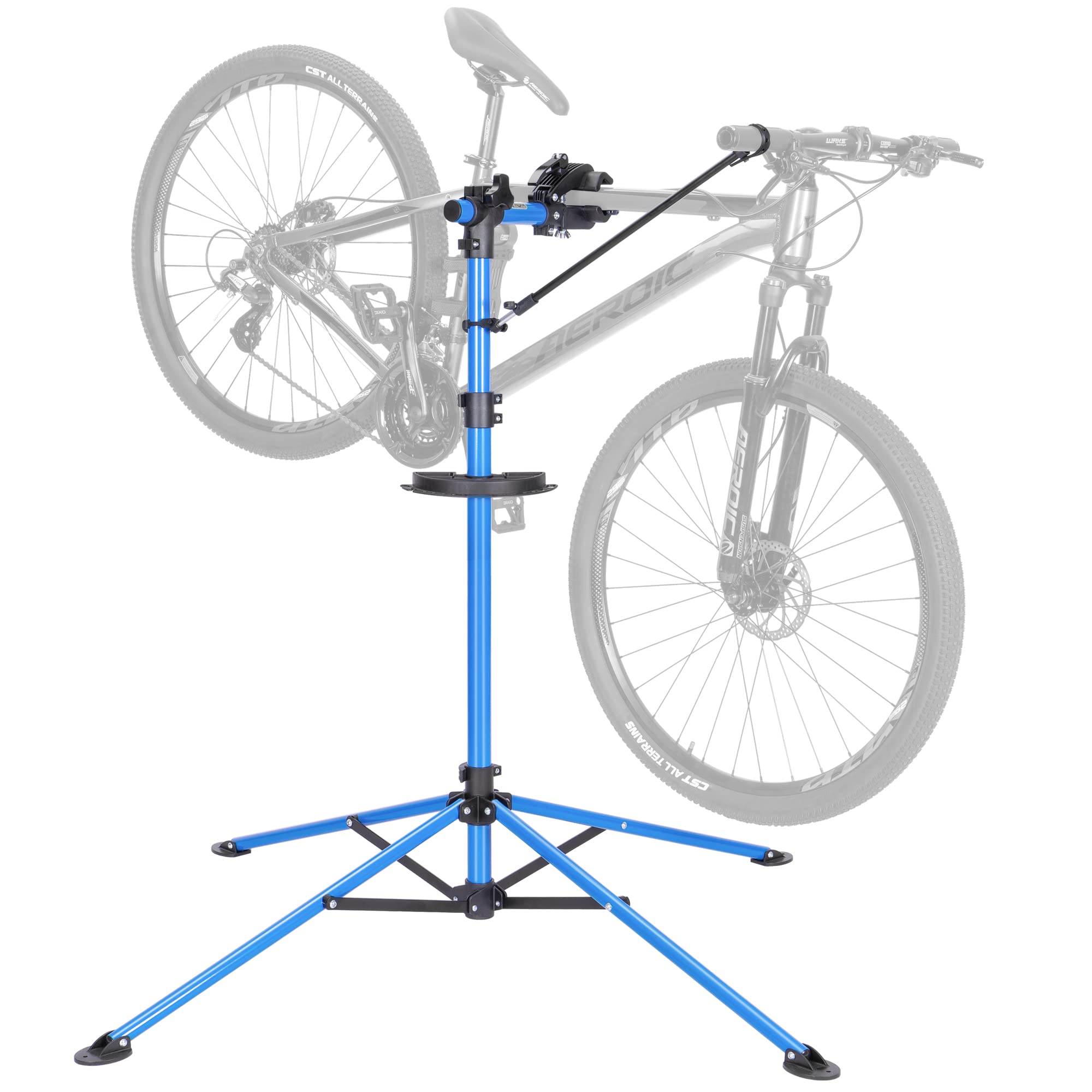 Fahrradmontageständer - Professioneller Reparaturständer mit Werkzeugschale und magnetischem Fach, drehbar und faltbar, maximale Belastung 30 kg