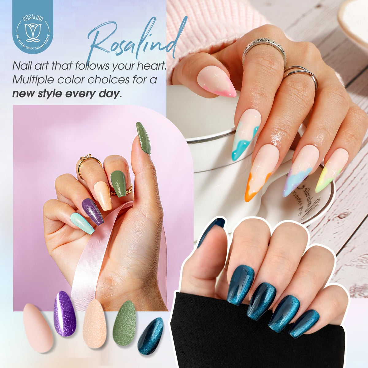 UV Nagellack Set Weiß Rosa Violett Rot Grün Blau Gel