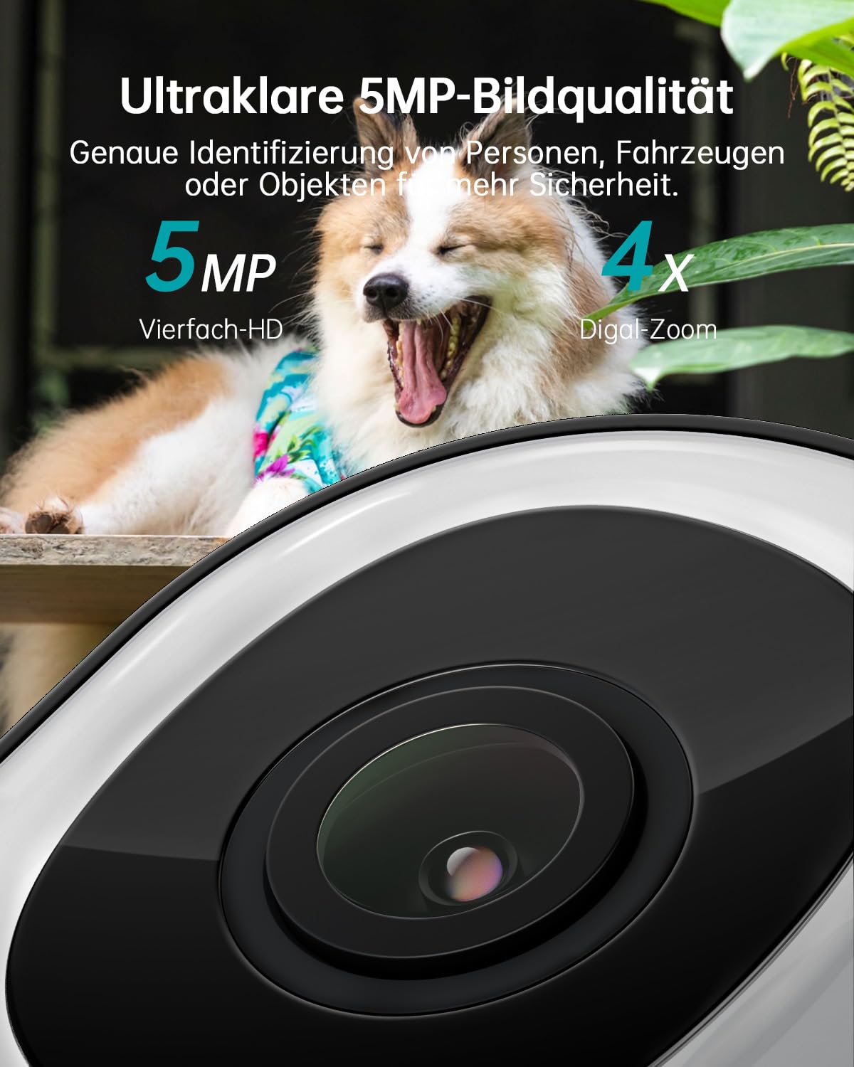 Überwachungskamera Aussen 5G/2,4GHz WLAN Kamera Überwachung aussen Kabelgebunden, 355°/90° PTZ, 24/7 Aufnahme,Nachtsicht,Cloud-Speicher,KI-Erkennung
