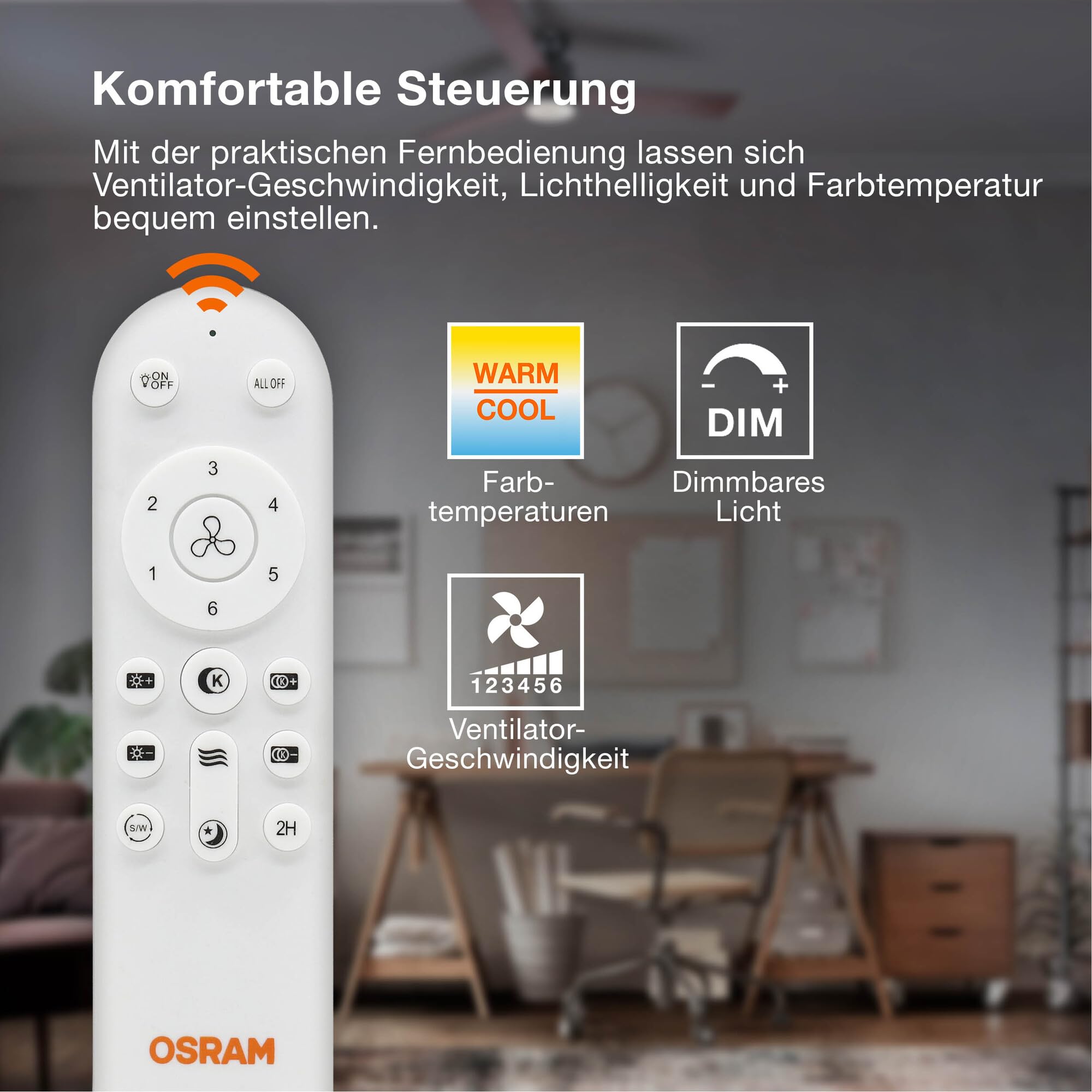 LED-Deckenventilator Caju, 48W, CCT, Holzoptik, IP20, für den Innenbereich, 6 Geschwindigkeitsstufen, steuerbar per Fernbedienung,