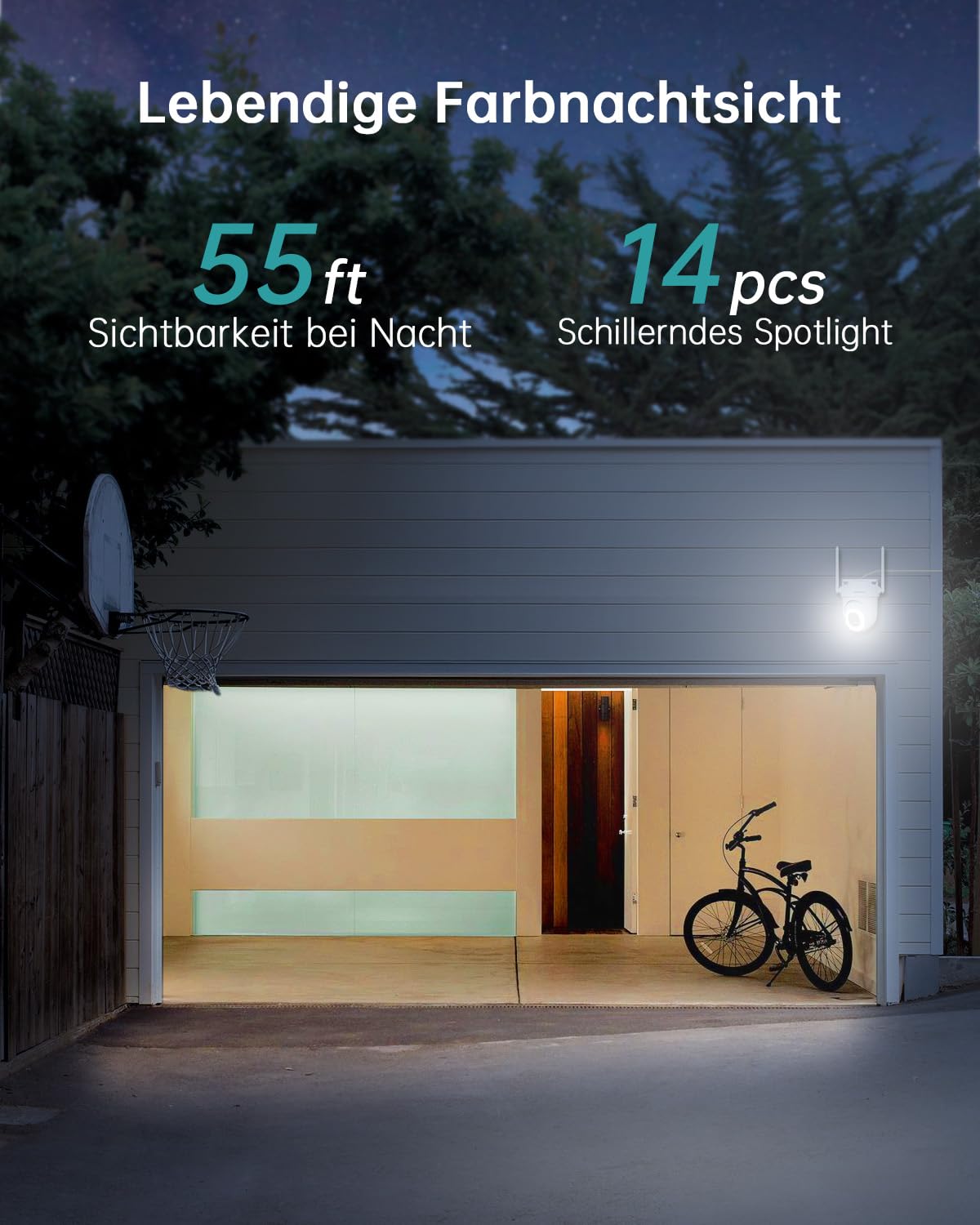 Überwachungskamera Aussen 5G/2,4GHz WLAN Kamera Überwachung aussen Kabelgebunden, 355°/90° PTZ, 24/7 Aufnahme,Nachtsicht,Cloud-Speicher,KI-Erkennung