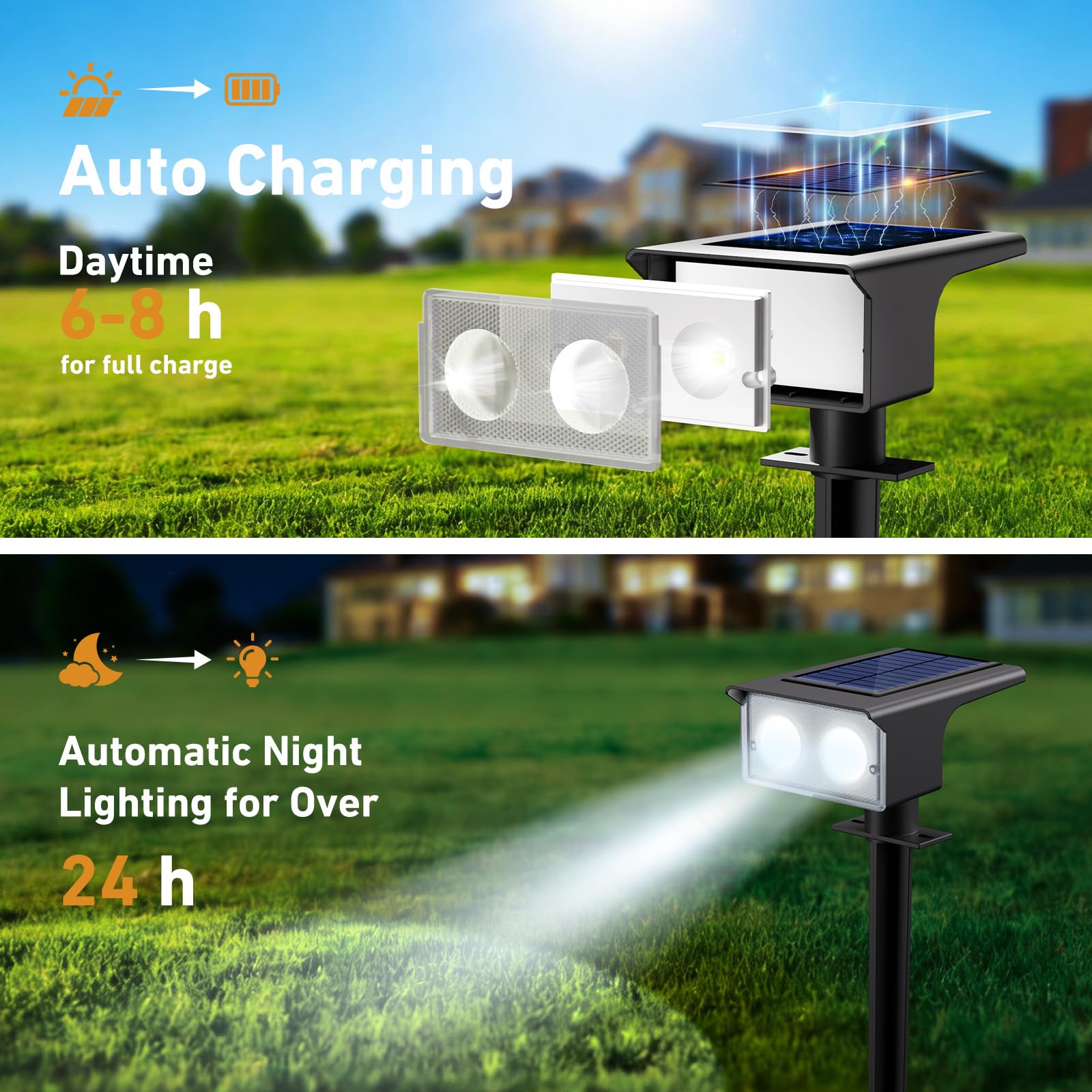 Solarlampen für Außen, 3000/4500/6000K Solarstrahler für Außen Garten 3 Farben IP65 Wasserdicht LED Solar Strahler Gartenleuchten, Solarleuchten für Outdoor Baum Rasen Weg Hof Garage