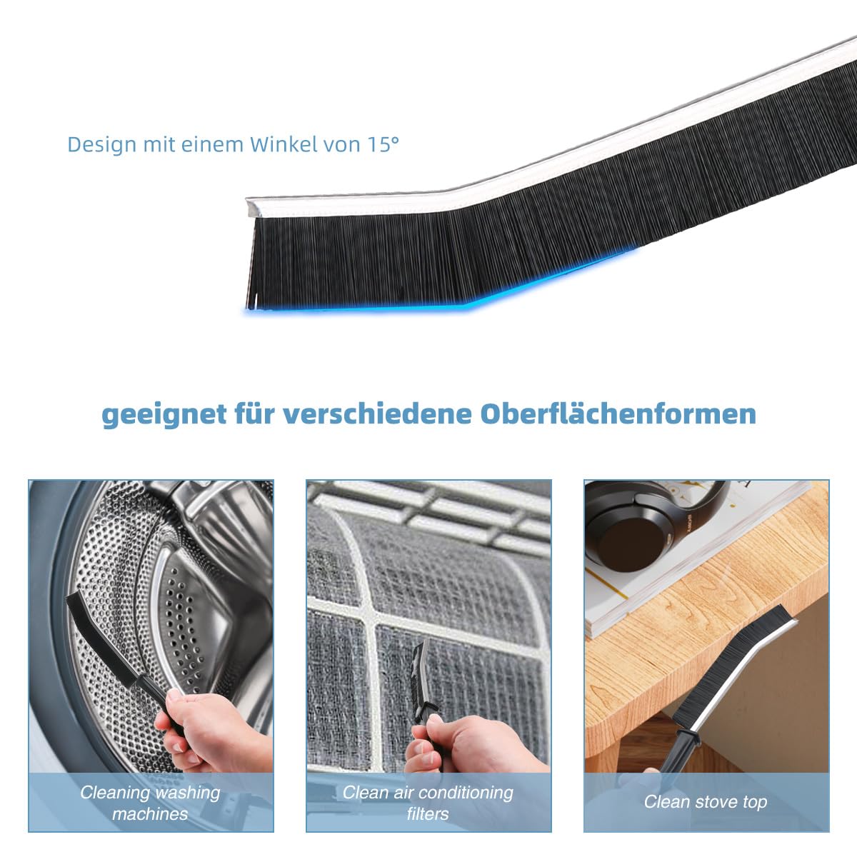 3 Stück Hartborsten Eckenreinigungsbürste, Fugenbürste, Spaltreinigungsbürste, Fugenreinigungsbürste, Fugenbürste Bad, Reinigungsbürste für Fliesenböden Küche Badezimmer