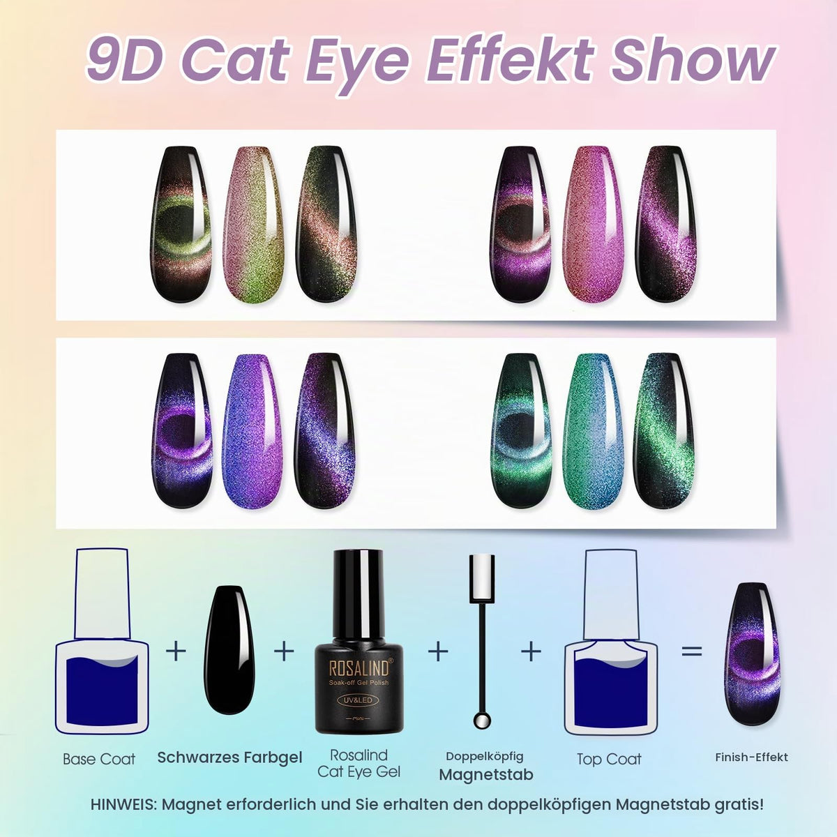 UV Nagellack Set Weiß Rosa Violett Rot Grün Blau Gel
