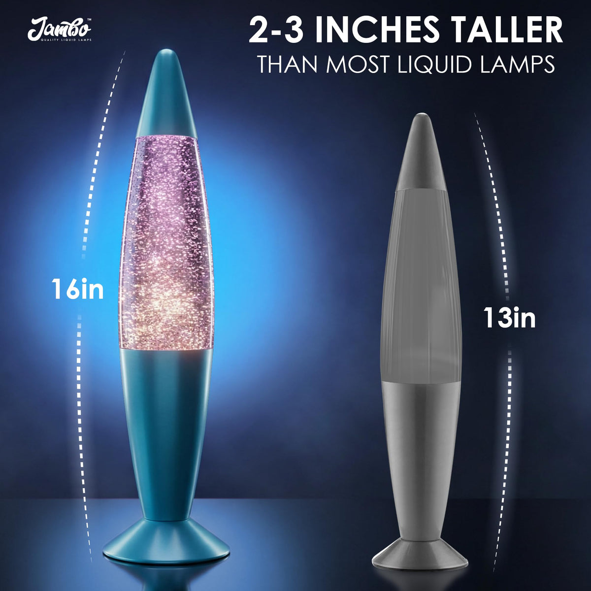 Jambo 40,6 cm schöne flüssige Bewegungslampe mit Wachs, das wie Lava fließt, unterhaltsam für Erwachsene, Jugendliche und Kinder (blaue Basis, blaue Flüssigkeit, gelbes Wachs, 40,6 cm