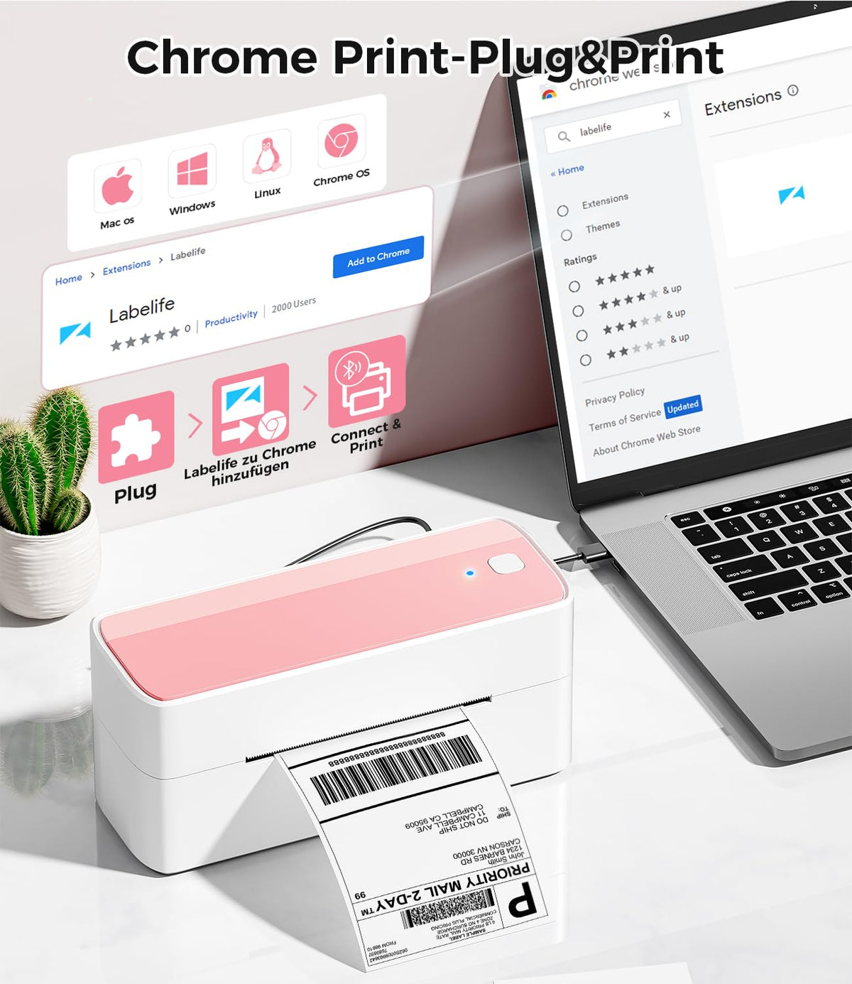 Bluetooth DHL Etikettendrucker, Label Printer - Thermodrucker