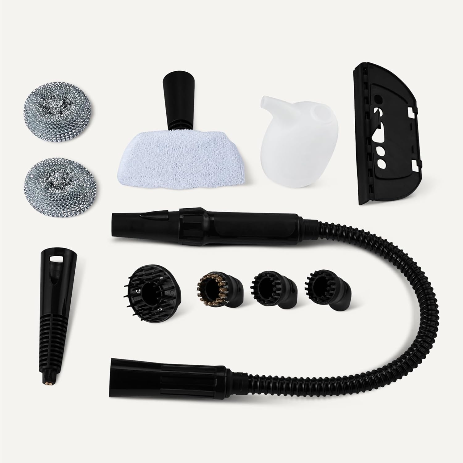 Handdampfreiniger, 1000W, 250-ml-Tank, 9 Zubehörteile, 3,6-m-Kabel, für Bad, Küche, Auto, Weiß