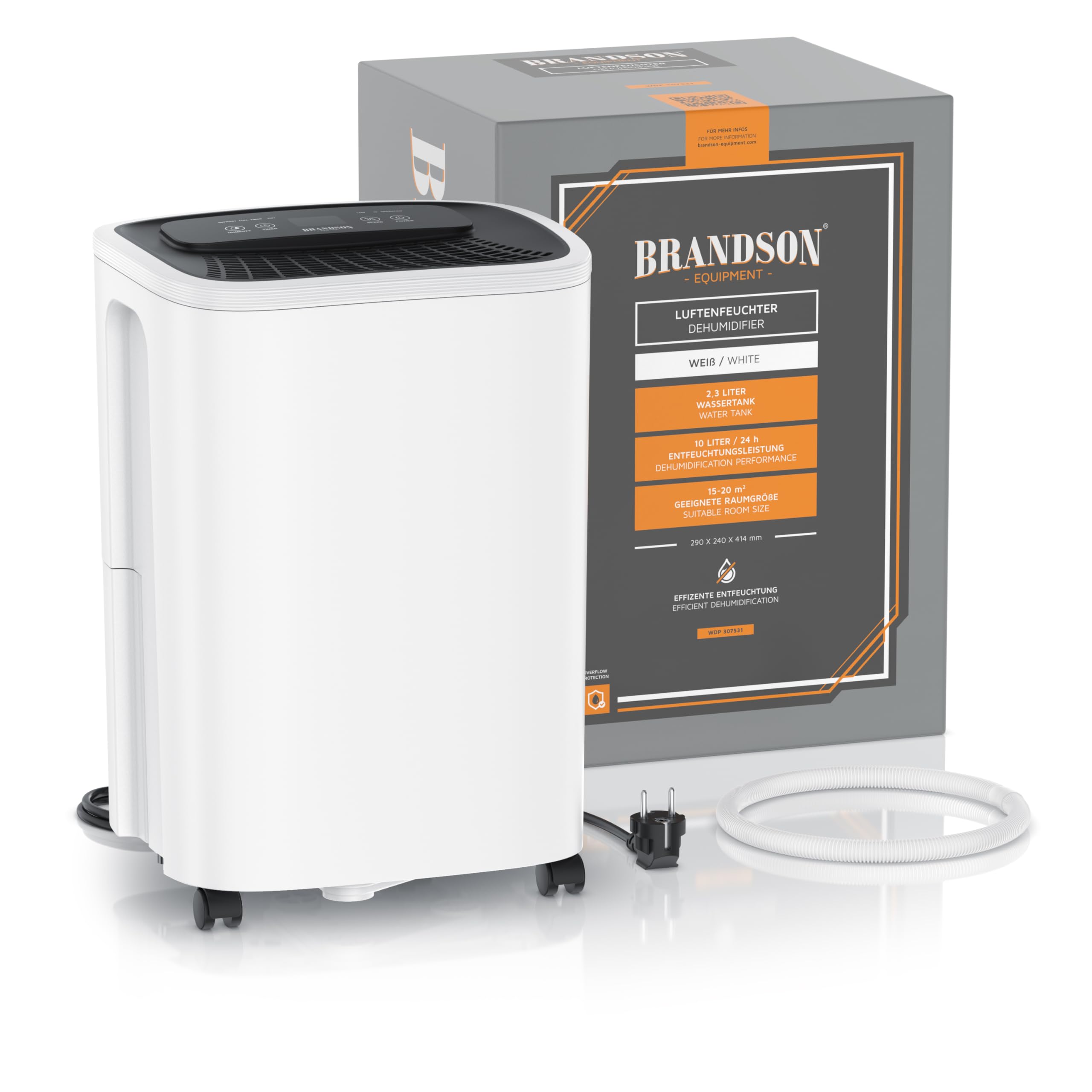 WLAN Luftentfeuchter mit Kompressor elektrisch - 10 Liter - WiFi Dehumidifier Raumentfeuchter – mit App - Schlauch-Entwässerung