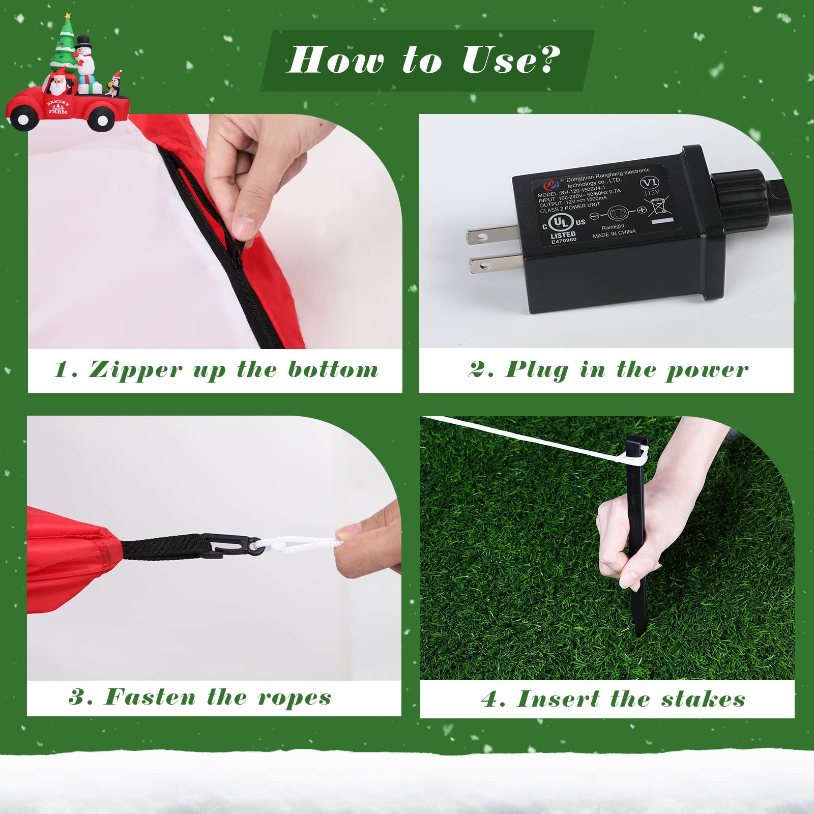 Aufblasbare Weihnachtsdeko, Riesiger Weihnachtsbaum Bogen mit 8 LED Leuchten, Wasserfest Beleuchtet Aufblasbar Weihnachtsdeko Aussen für Hof Garten Feiertag Weihnachtsdekoration