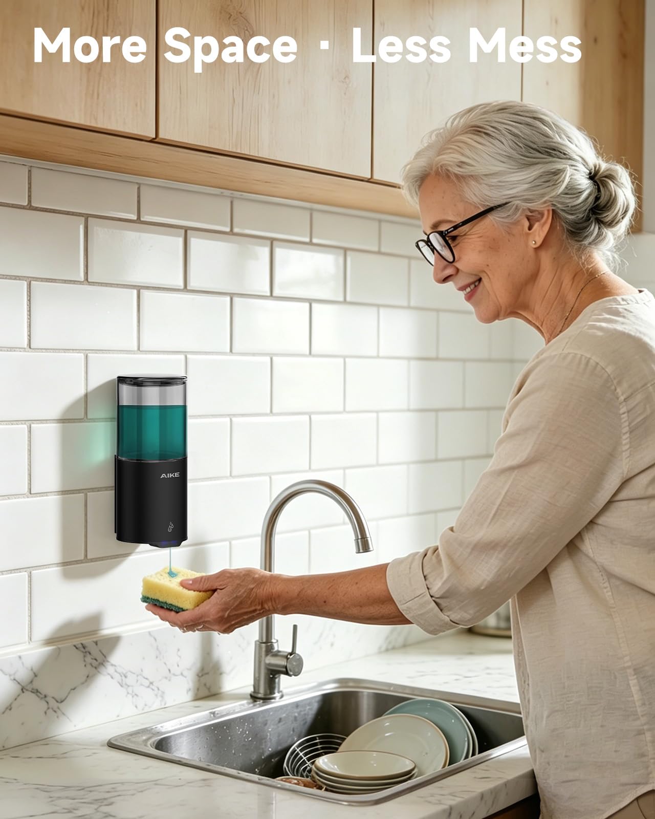 Automatischer Seifenspender für Flüssigseife, Wandmontage für Küche und Badezimmer, IPX7 Wasserdicht 400ml mit Edelstahl Gebürstetes