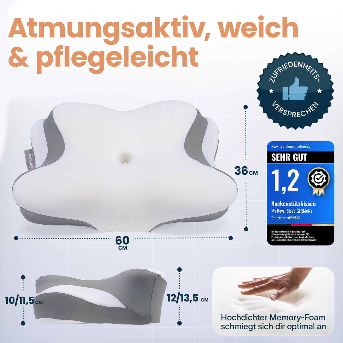 Nackenkissen – Ergonomisch - Höhenverstellbar -Seitenschläferkissen Nackenstützkissen Rückenschläferkissen Memory Foam Kopfkissen – Natürliche Nackenhaltung