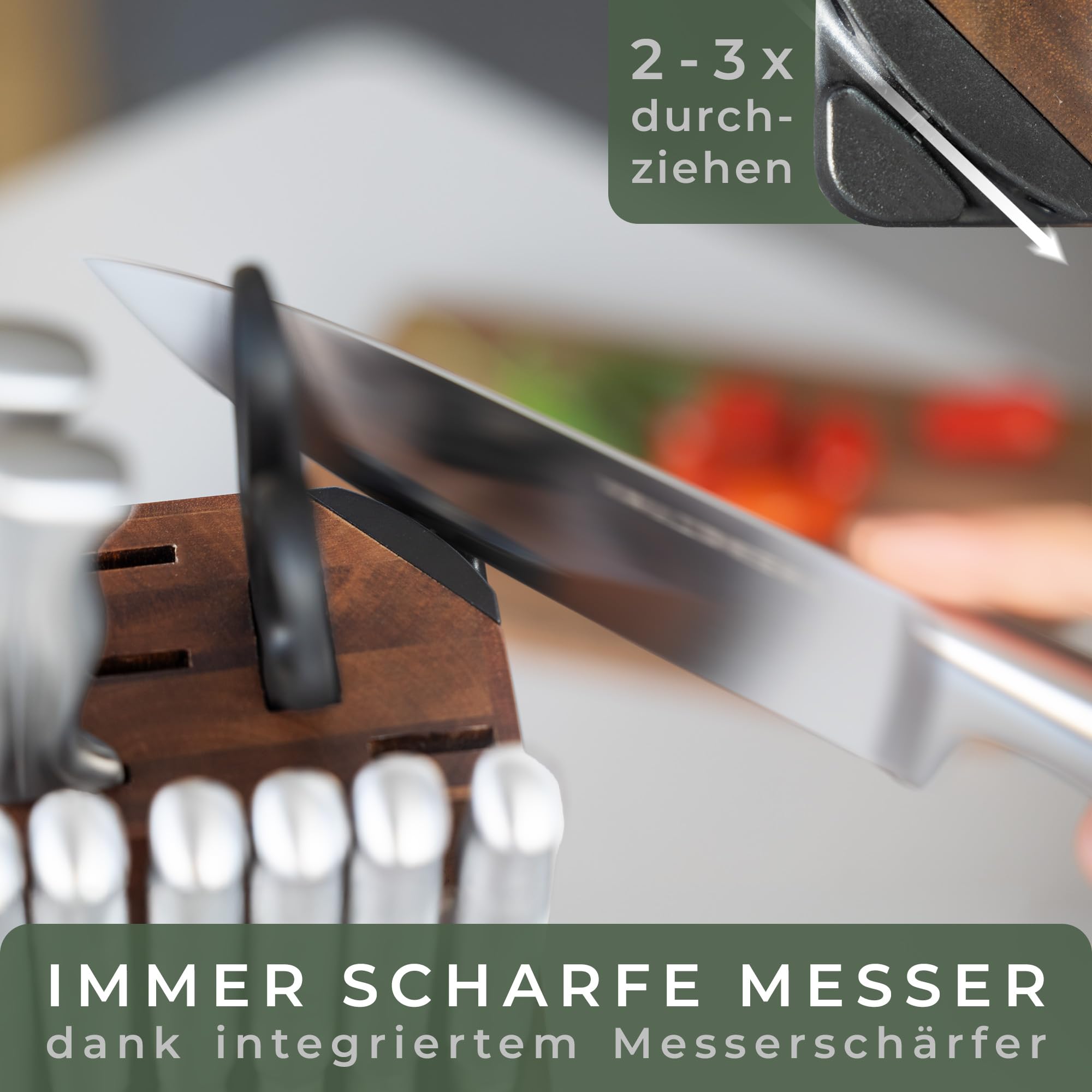 Magnetische Messerstreifen (40 x 5 cm) - Magnetstreifen aus elegantem Akazienholz - Magnetische Messerhalter für schwere Messer - Magnetische Messerstreifen zum Kleben oder Schrauben - Magnetische Messerhalterung