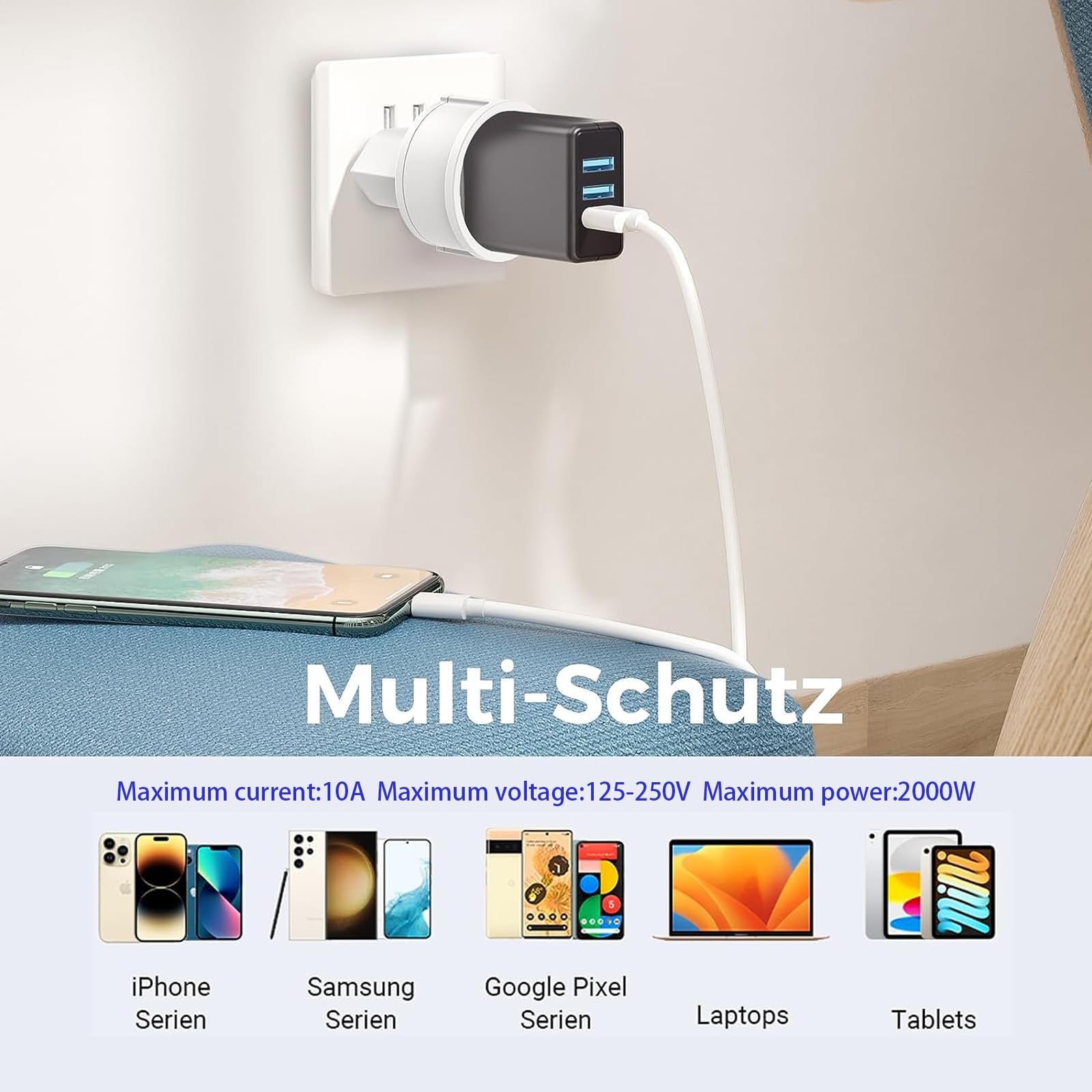 Reiseadapter Schweiz auf EU Adapterstecker, 3 Stück Schweiz auf EU Reisestecker Adapter, Liechtenstein auf EU Adapterstecker 3 poliger Schweizer Stecker auf 2 polige DE Buchse Schweizer Steckdose