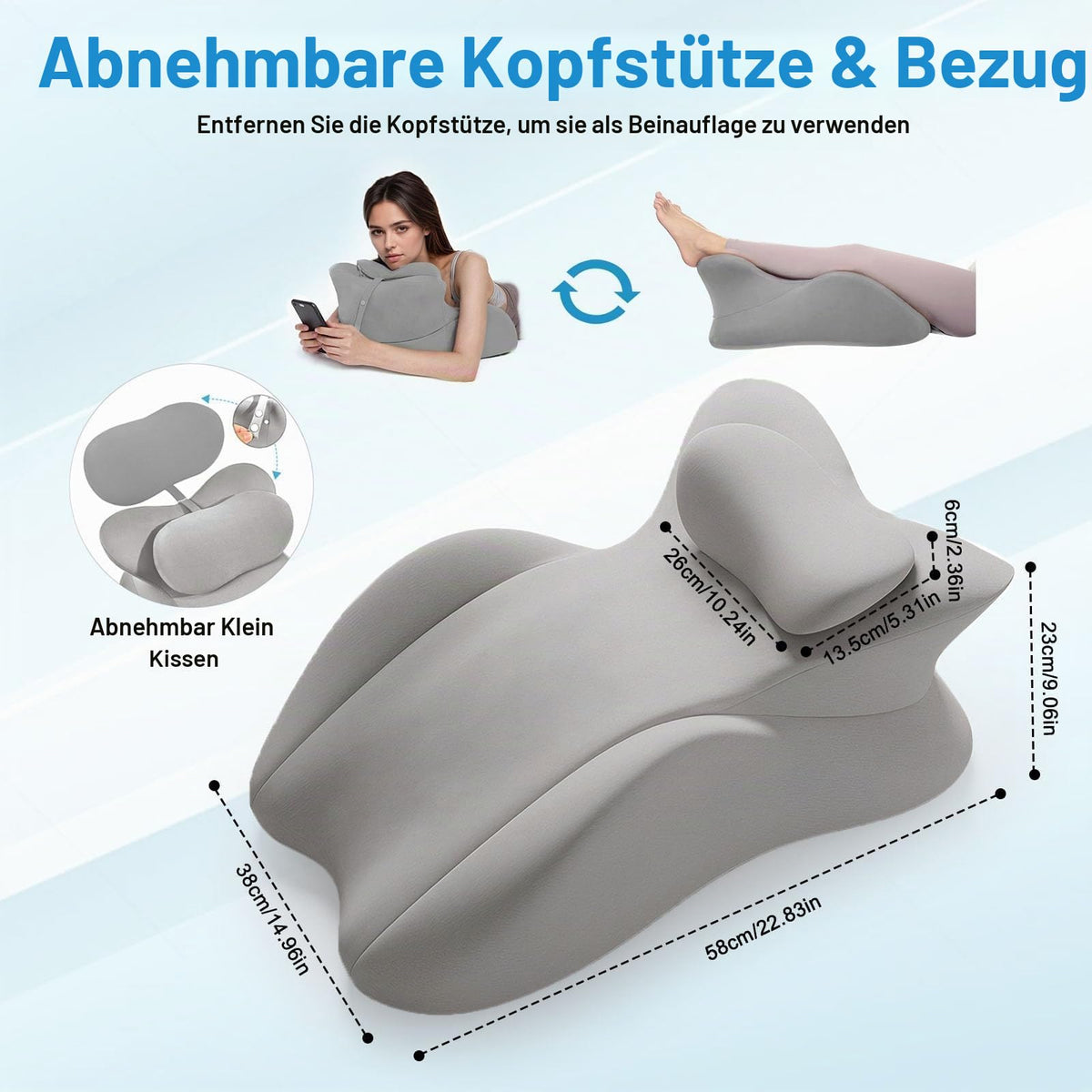 Keilkissen, Lesekissen Entspannungskissen für Bett, Sofa und Boden